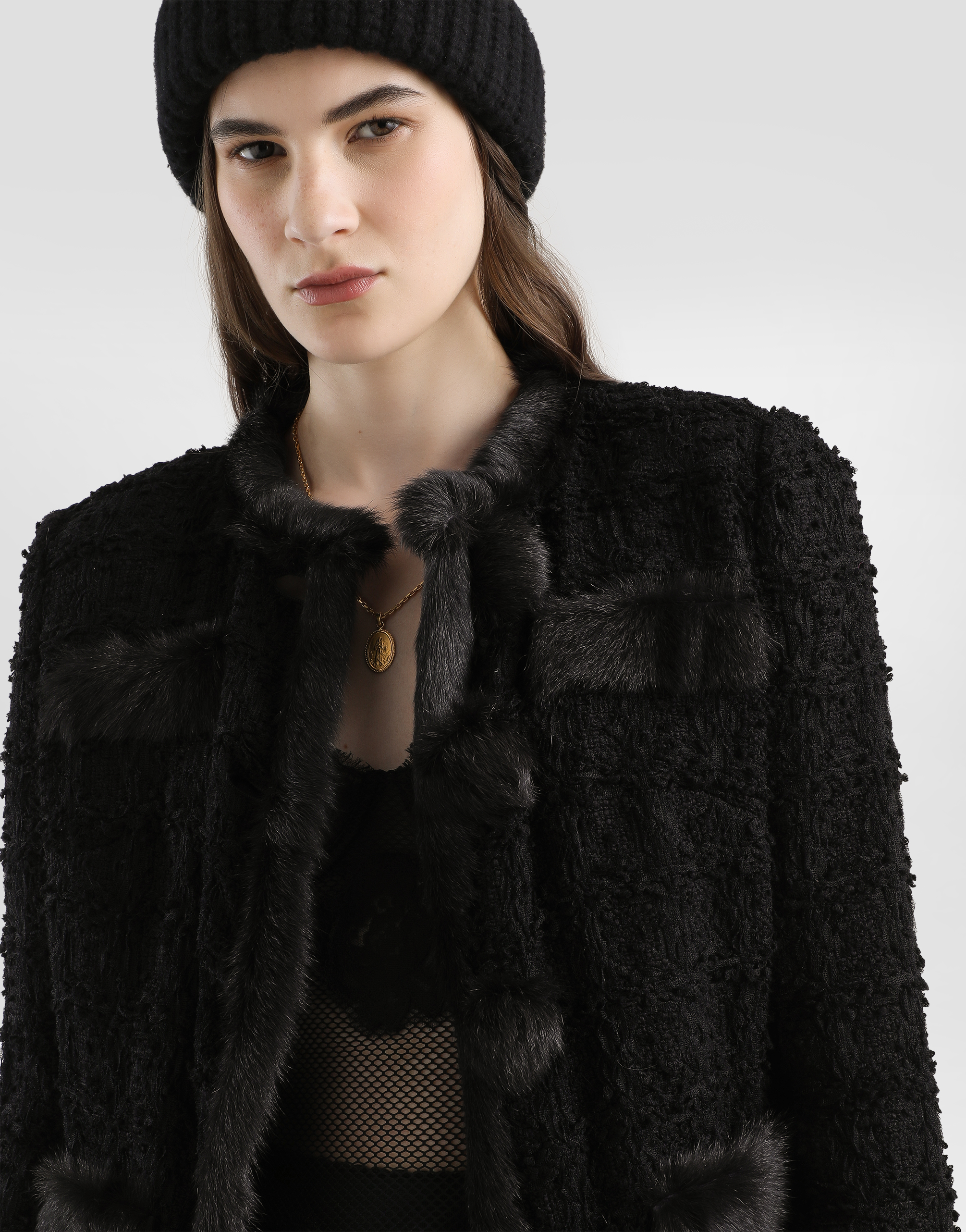 Single-breasted tweed jacket