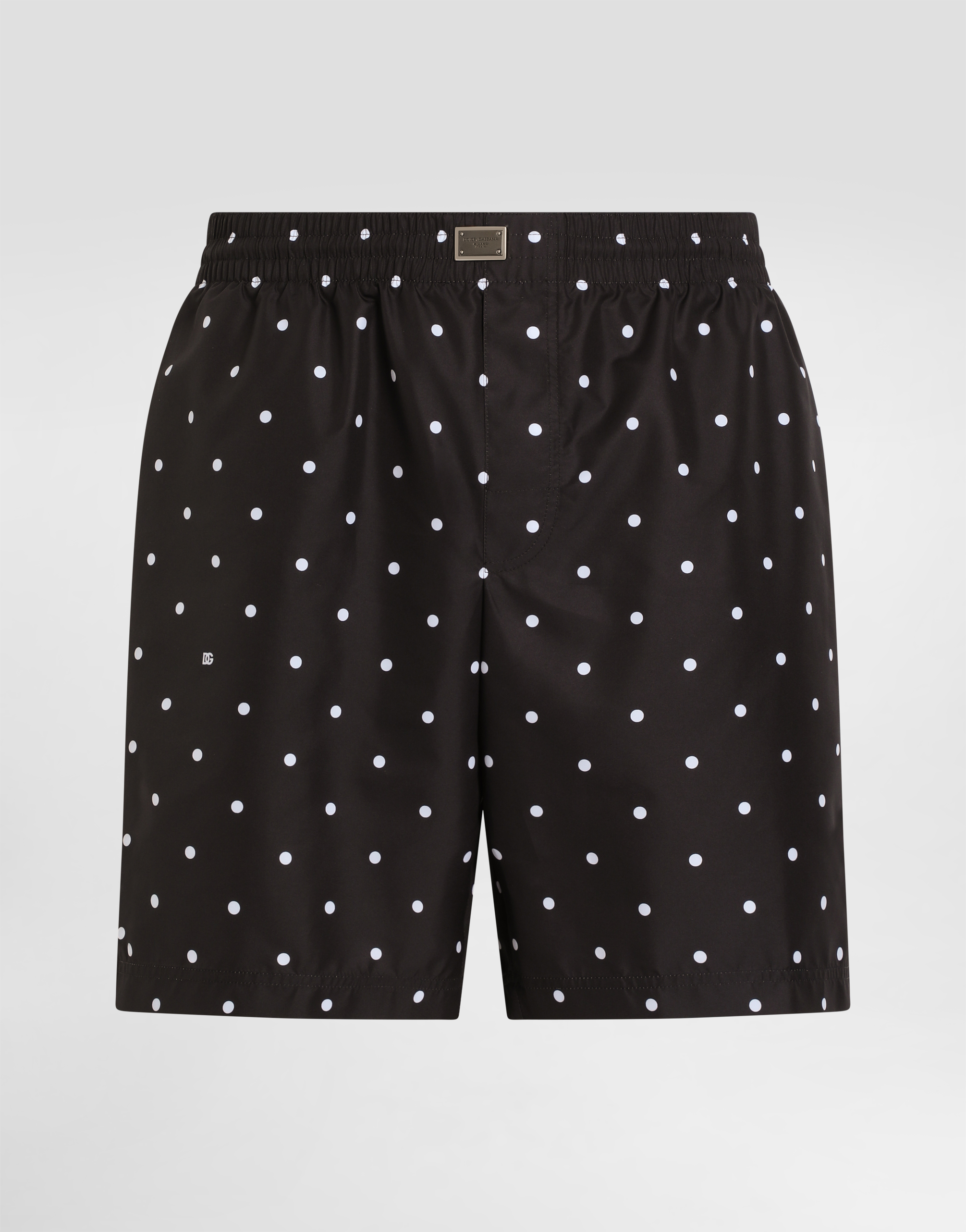 Dolce & Gabbana Mid-rise Swim Trunks With Polka-dot Print In Print
