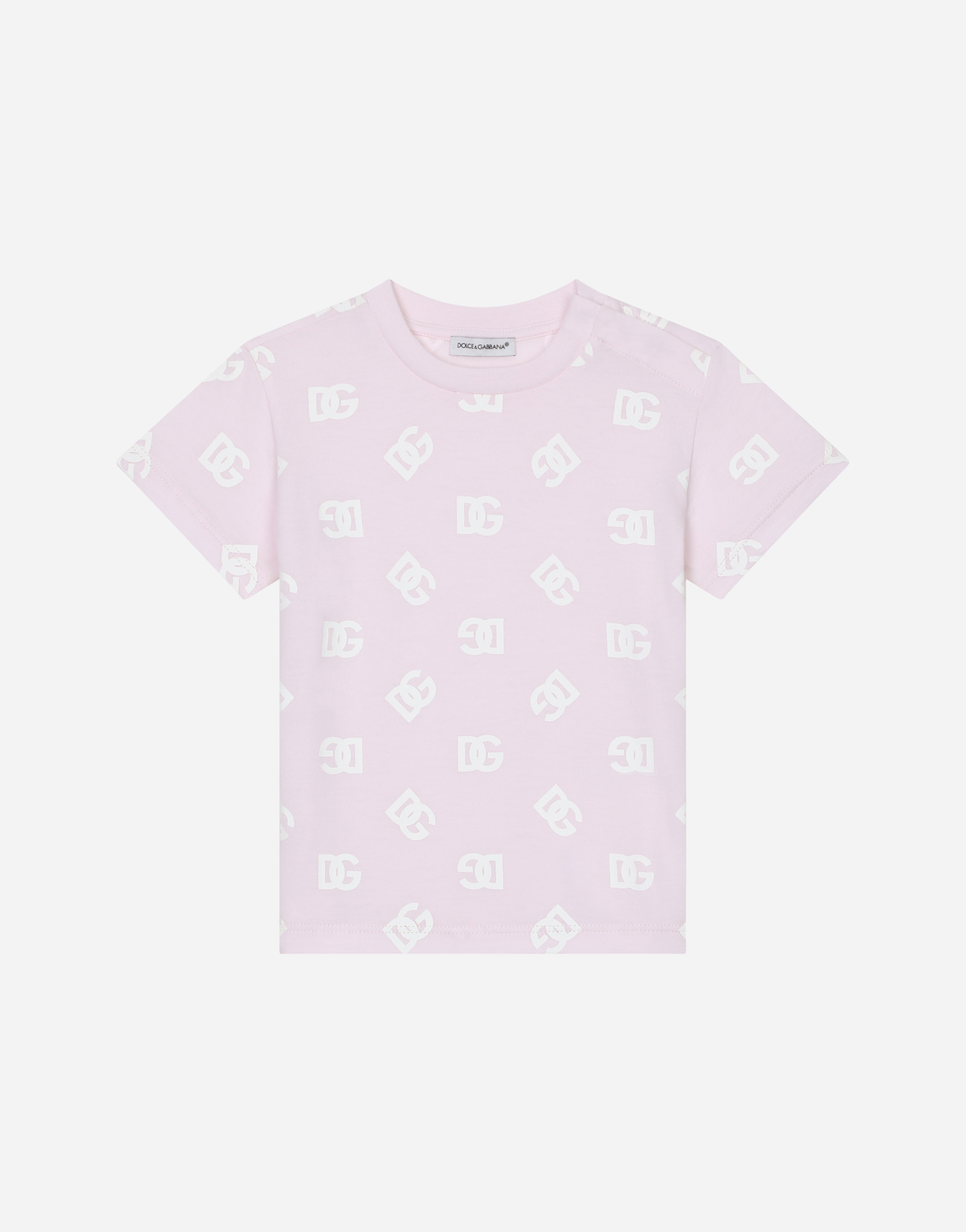 DOLCE & GABBANA JERSEY T-SHIRT WITH ALL-OVER DG LOGO PRINT