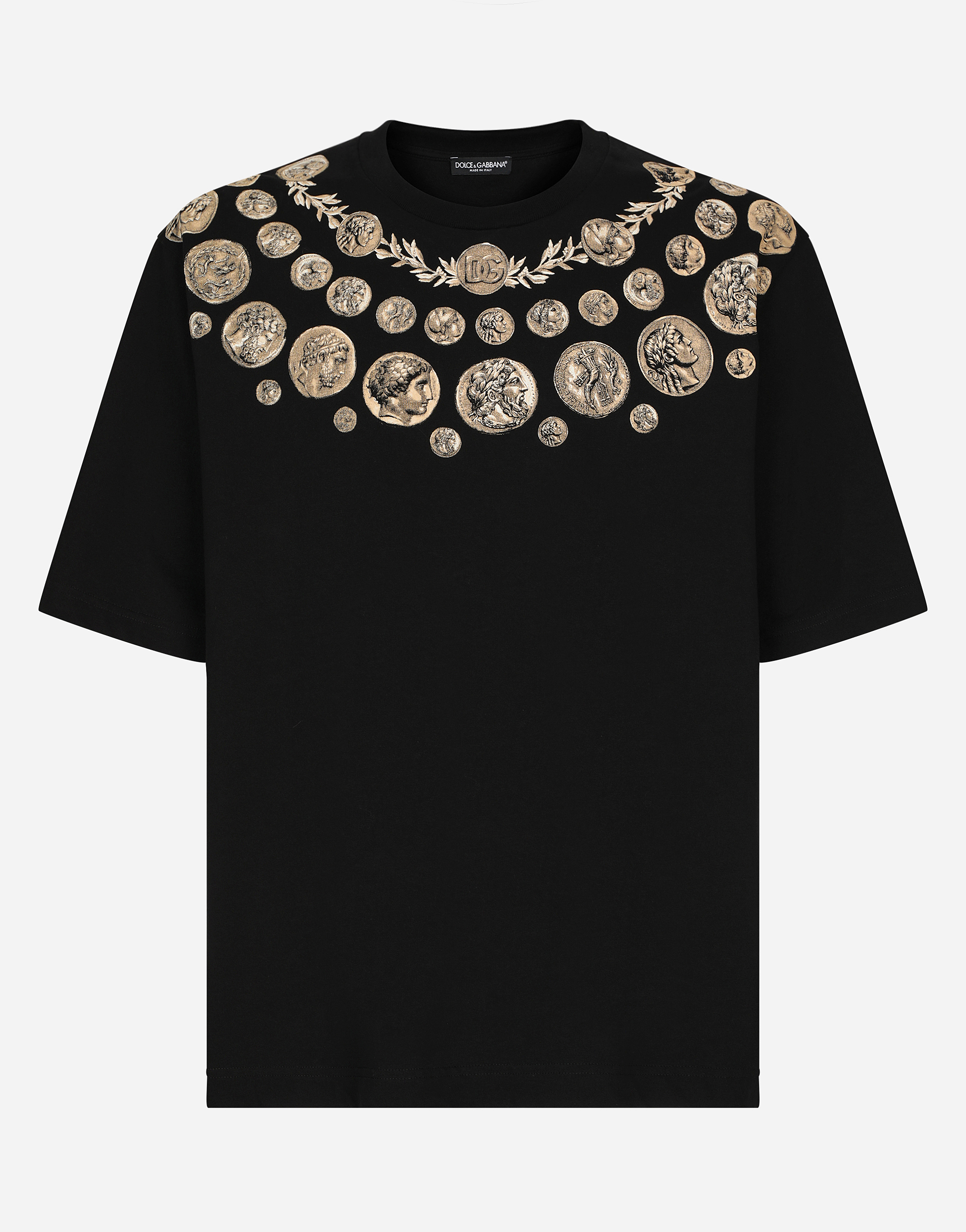 DOLCE & GABBANA COIN PRINT COTTON T-SHIRT