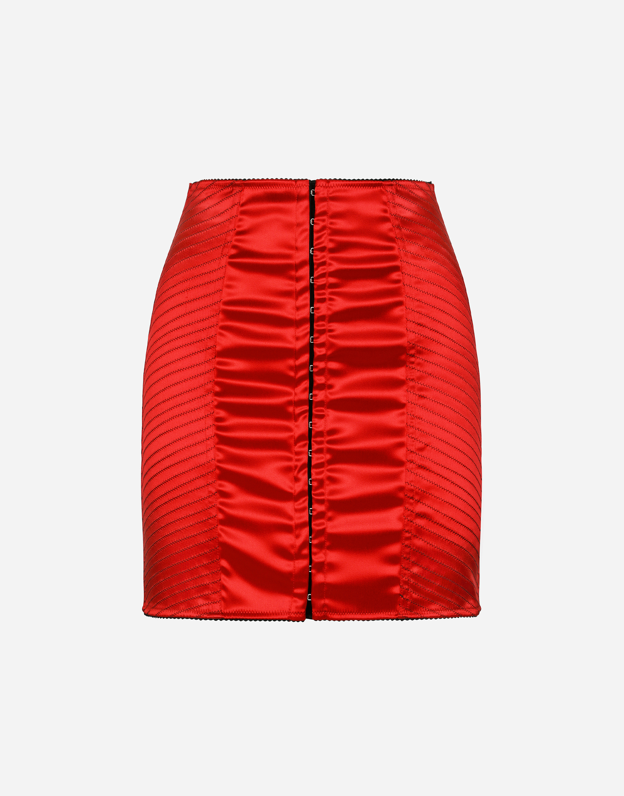 Dolce & Gabbana Satin Miniskirt With Hook-and-eye Fastenings In Red