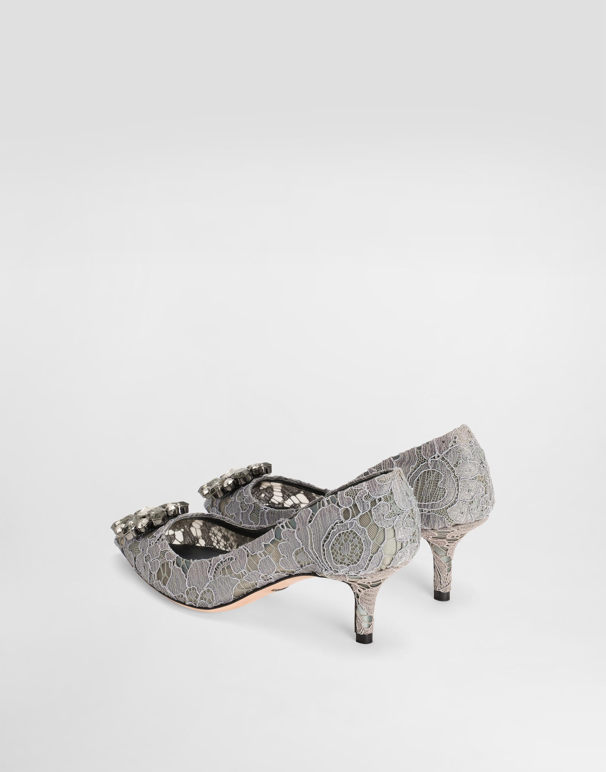  Dolce & Gabbana Pump In Taormina Lace With Crystals - Femme Escarpins Et Slingbacks Gris Dentelle 36 