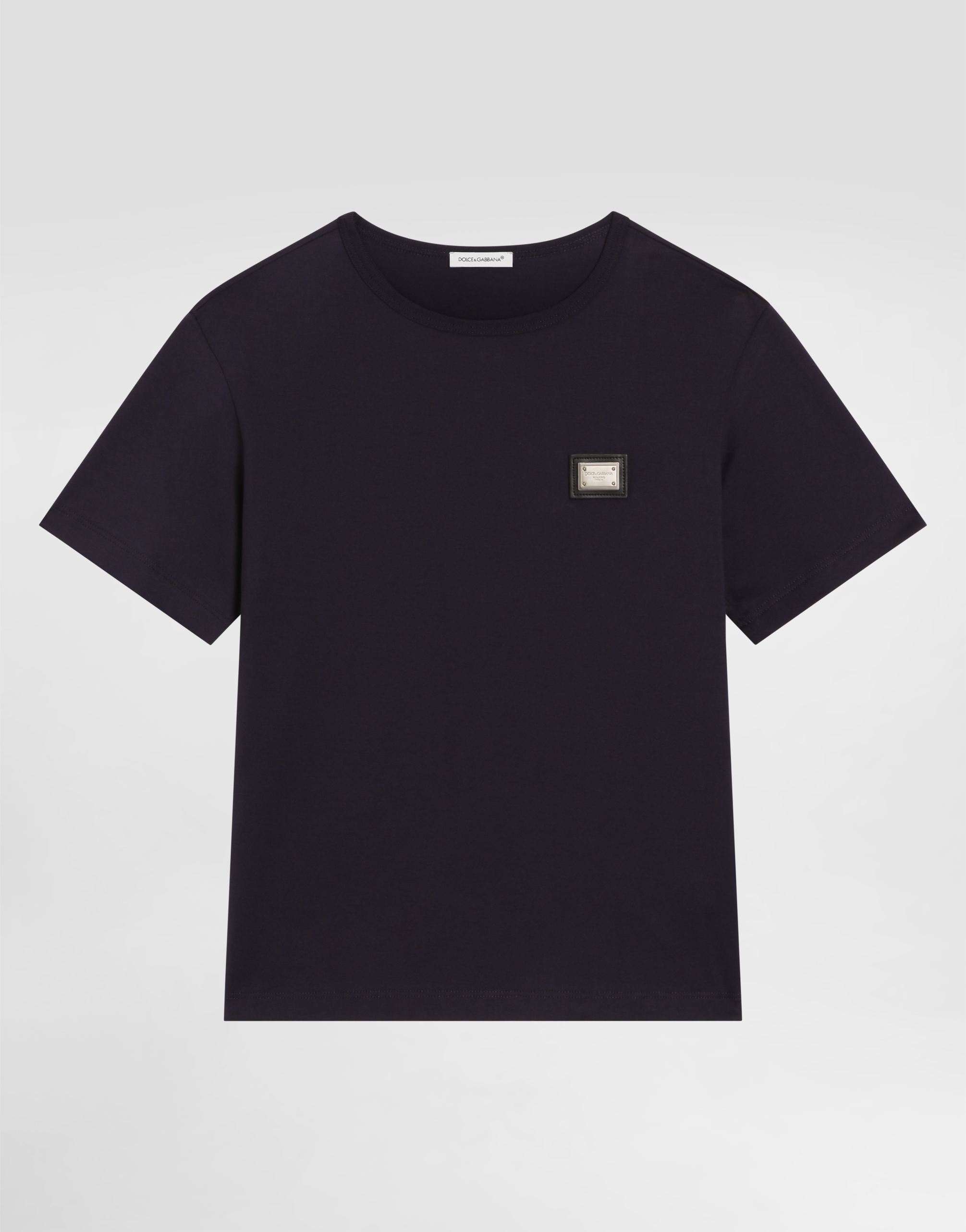 Dolce & Gabbana Jersey T-shirt With Logo Plate In Black
