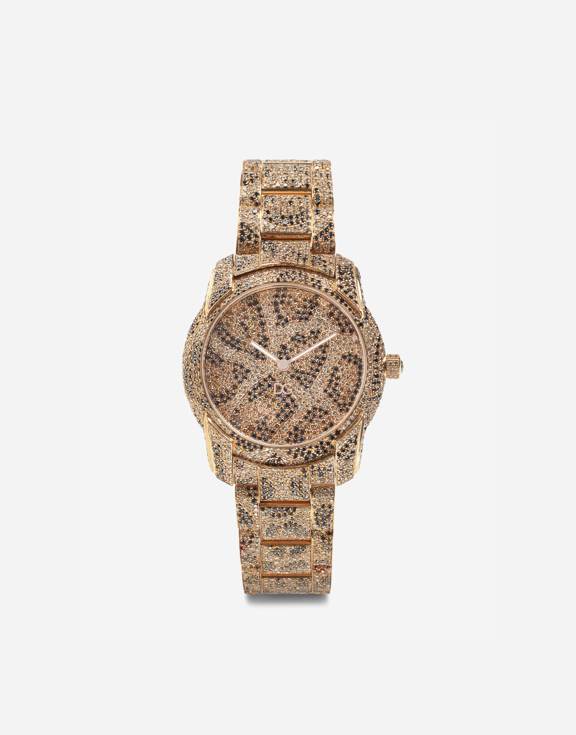 Dolce & Gabbana Dg7 Leo Watch In Red Gold With Brown And Black Diamonds