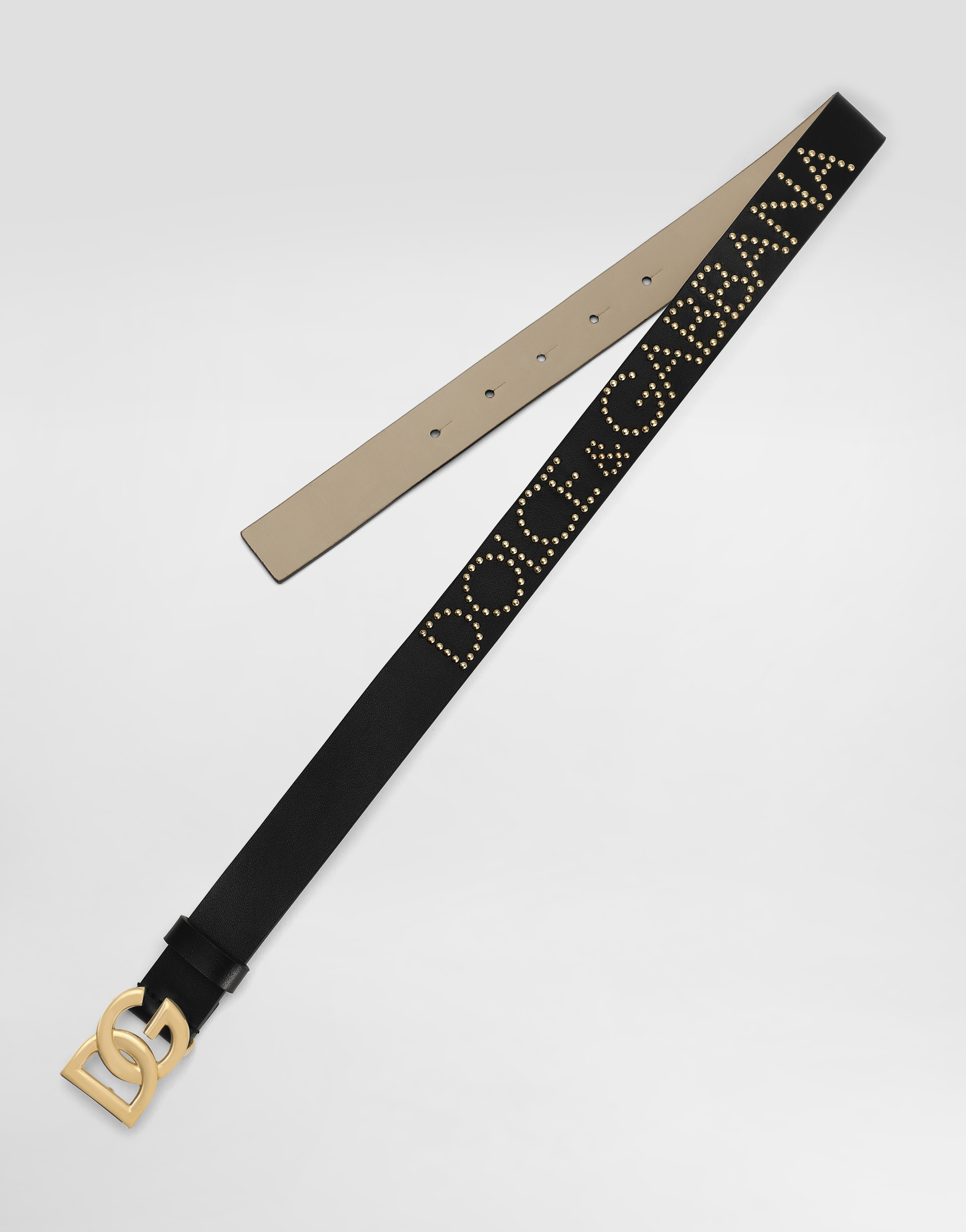 Dolce & Gabbana Dolce&gabbana Black Belt With Rutenium Dg Plaque In Black