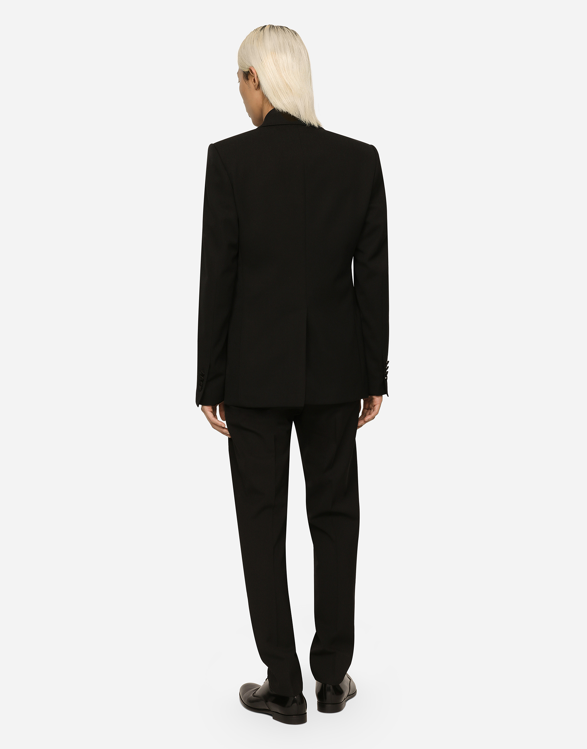 Shop Dolce & Gabbana Stretch Wool Fabric Sicilia-fit Tuxedo Jacket In Black