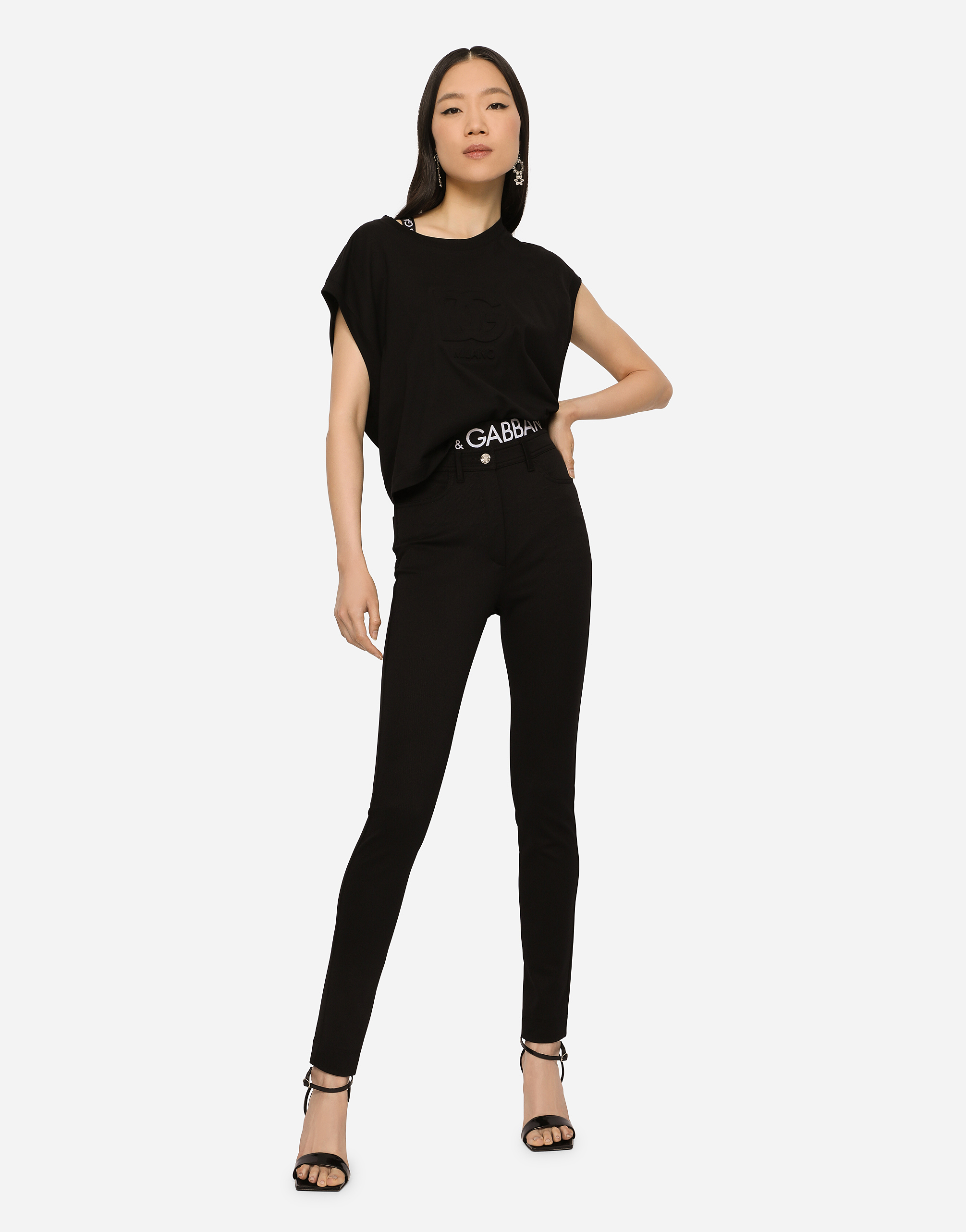 Shop Dolce & Gabbana 5-pocket Stretch Cavalry Twill Leggings In Black