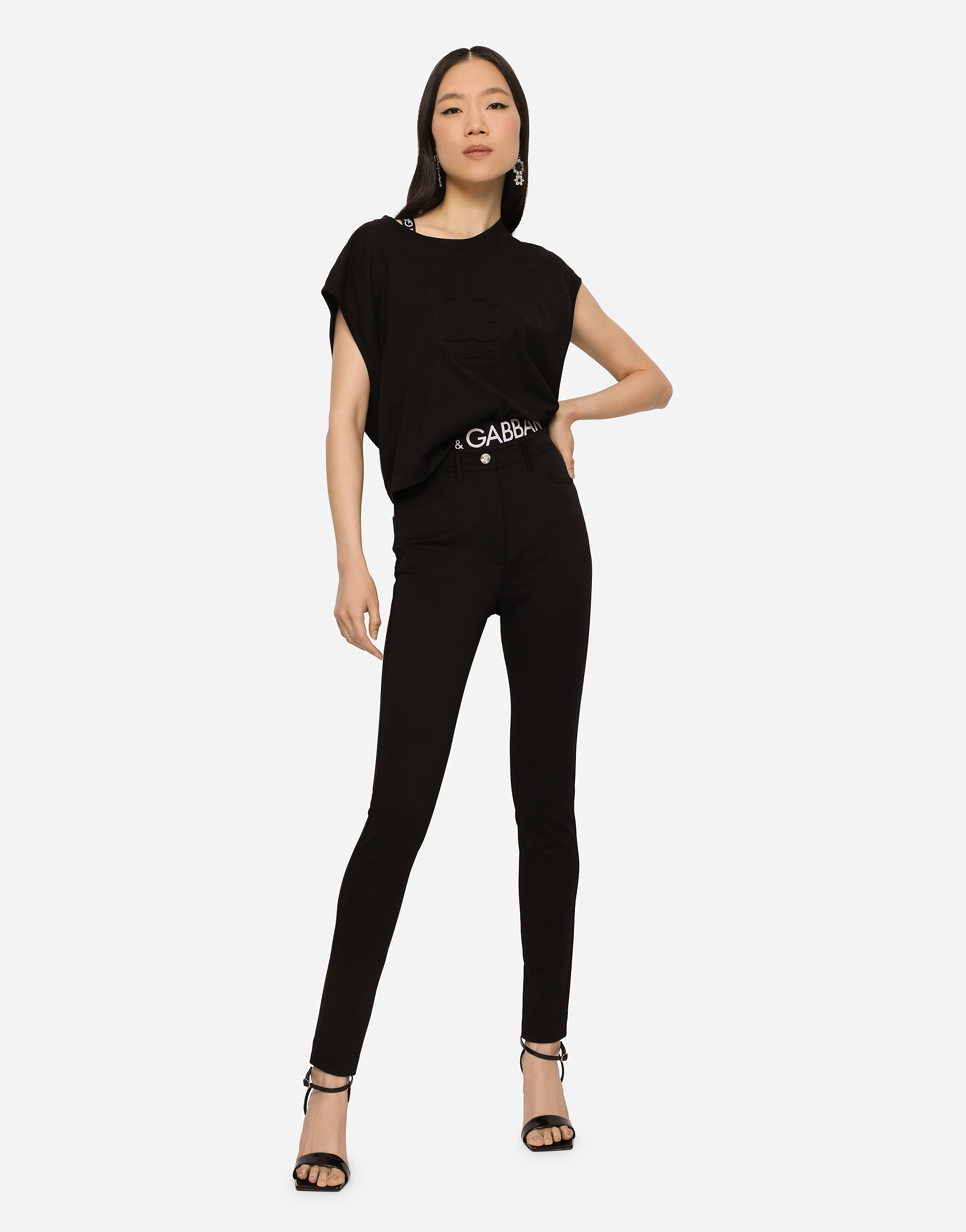 Shop Dolce & Gabbana 5-pocket Stretch Cavalry Twill Leggings In Black