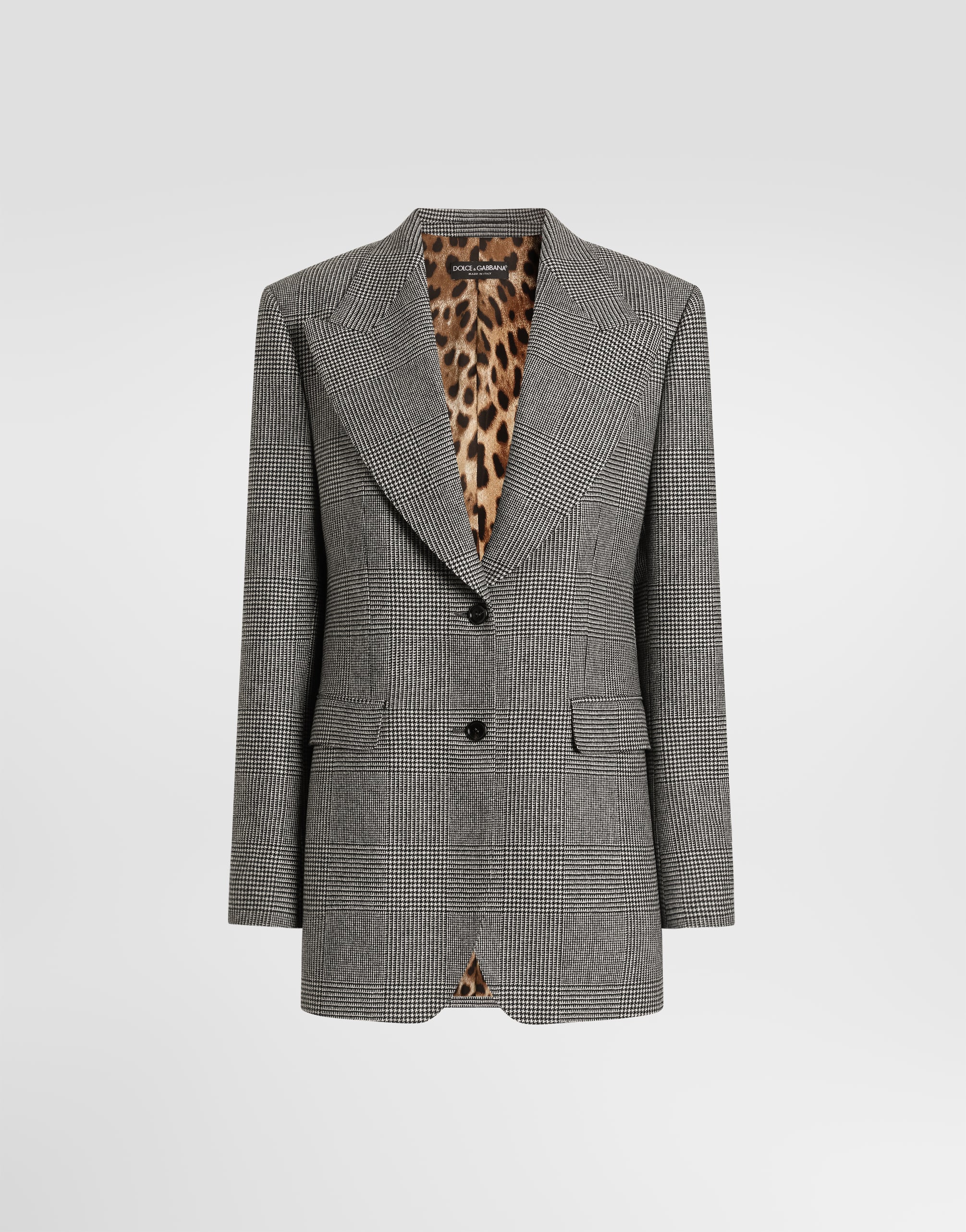 Glen plaid flannel single-breasted jacket in Multicolor for Women