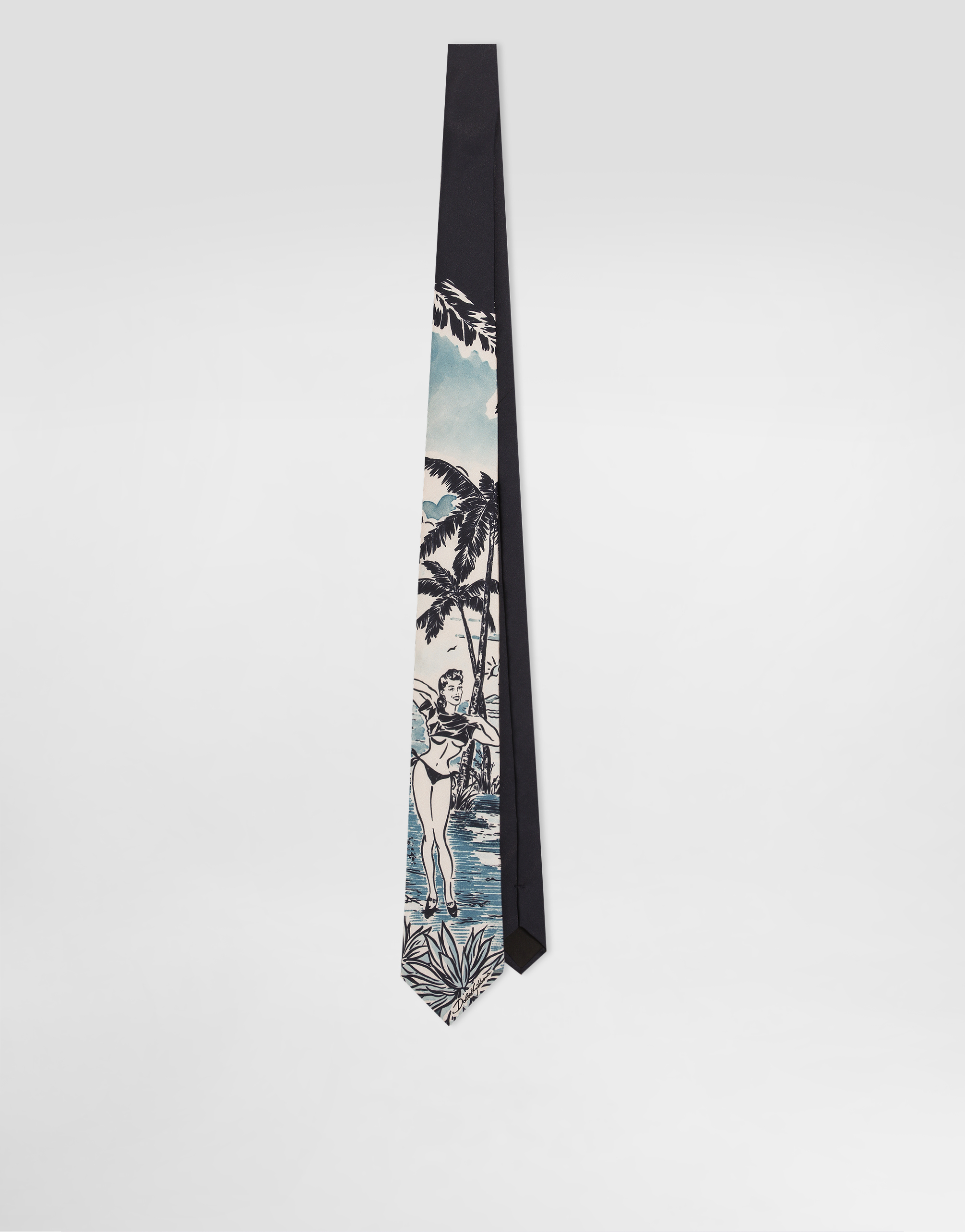 Dolce & Gabbana Pin-up Print Silk Tie In Brown
