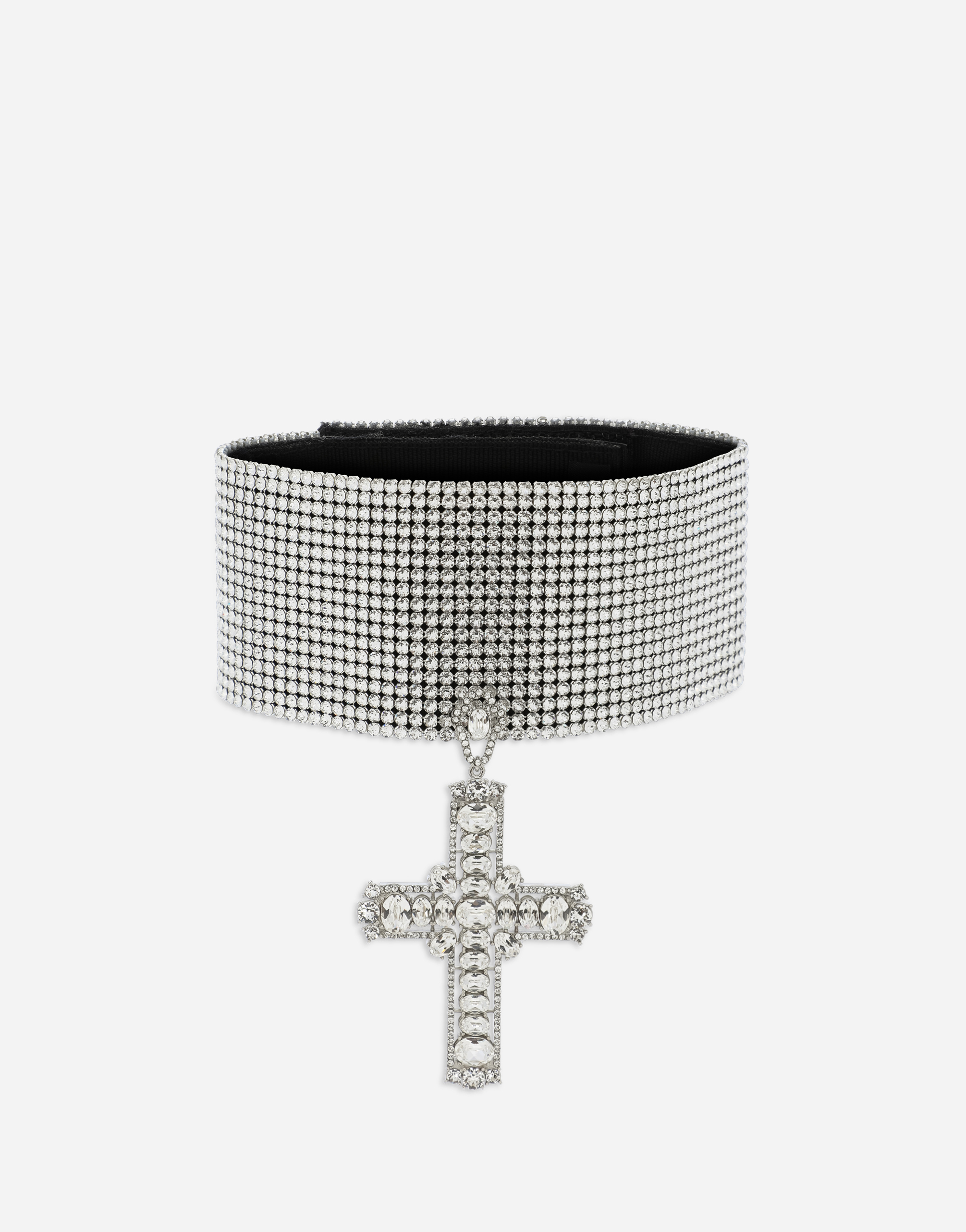 Dolce & Gabbana Wide Crystal Pendant Choker Necklace