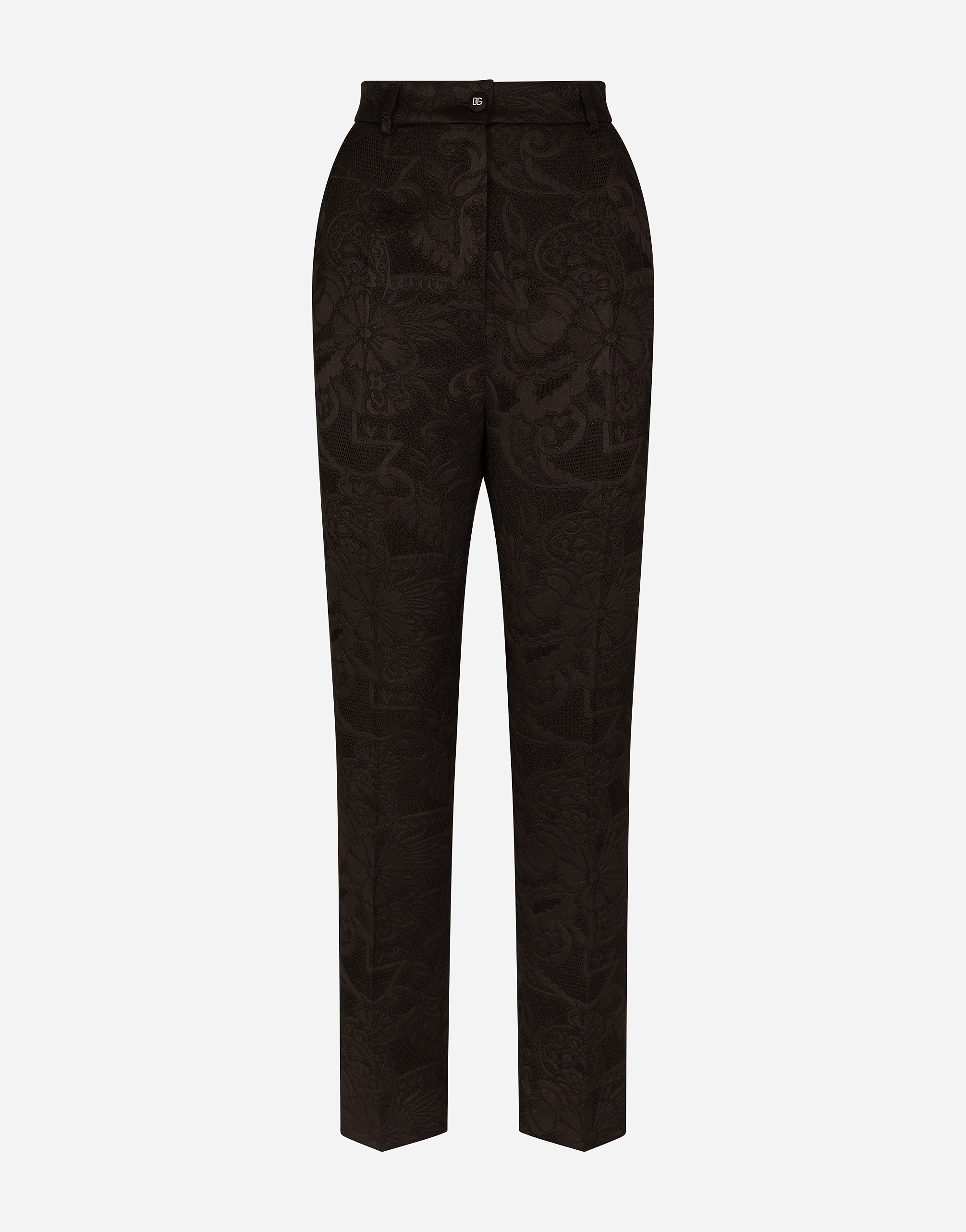 Dolce & Gabbana Floral Jacquard Trousers In Black
