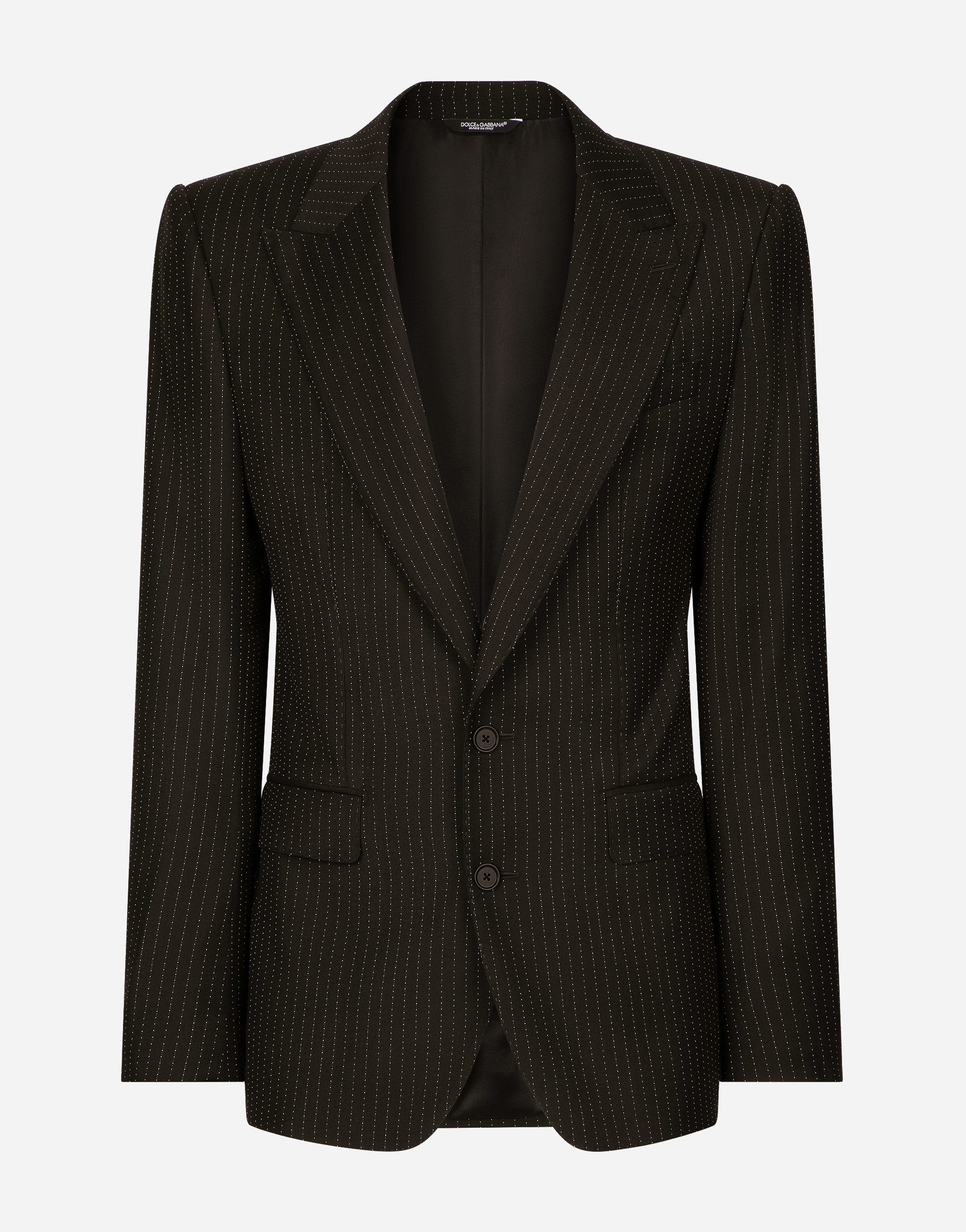 Dolce & Gabbana Single-breasted Pinstripe Wool Sicilia-fit Jacket In Black