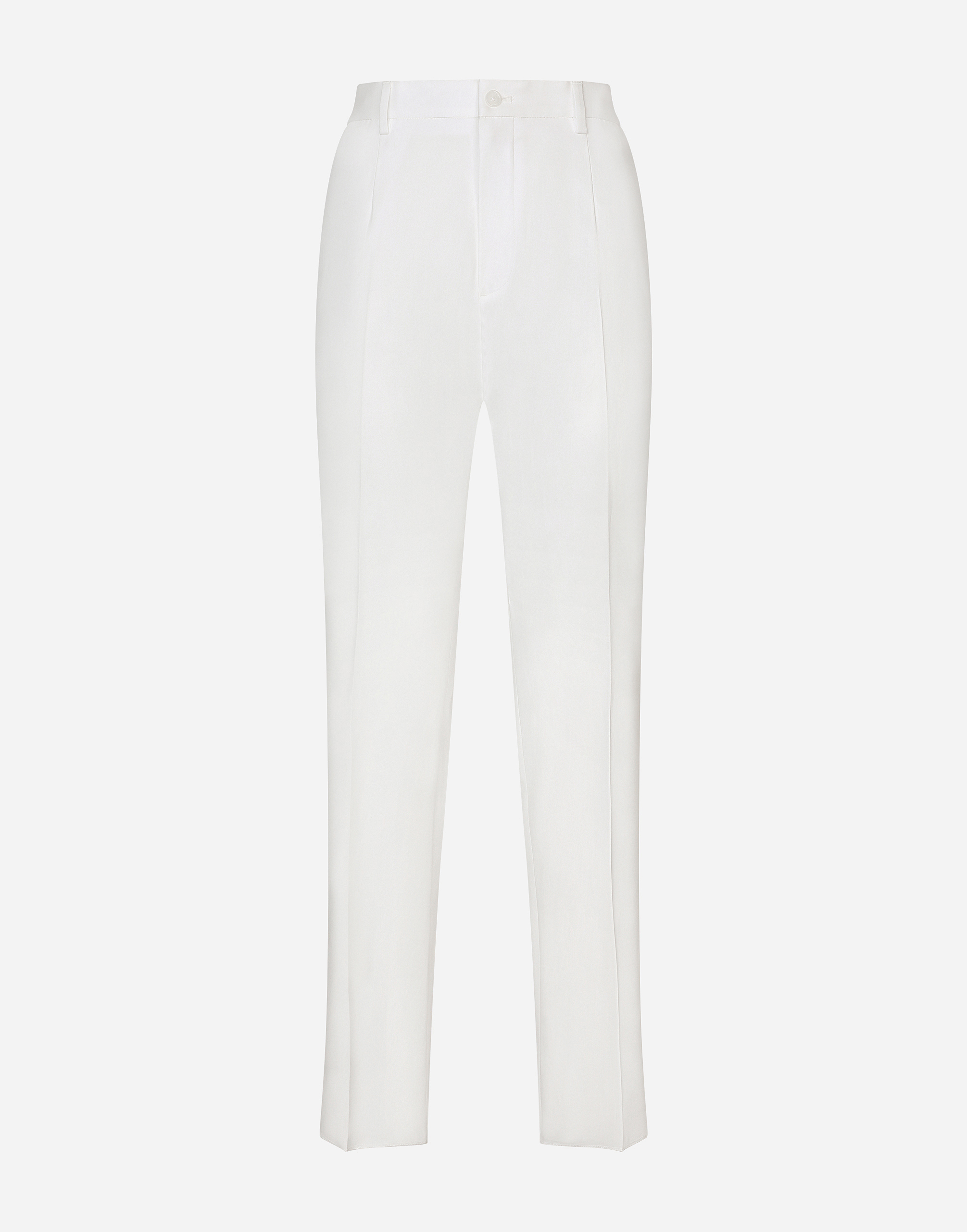Dolce & Gabbana Stretch Cotton Pants With Branded Tag In White