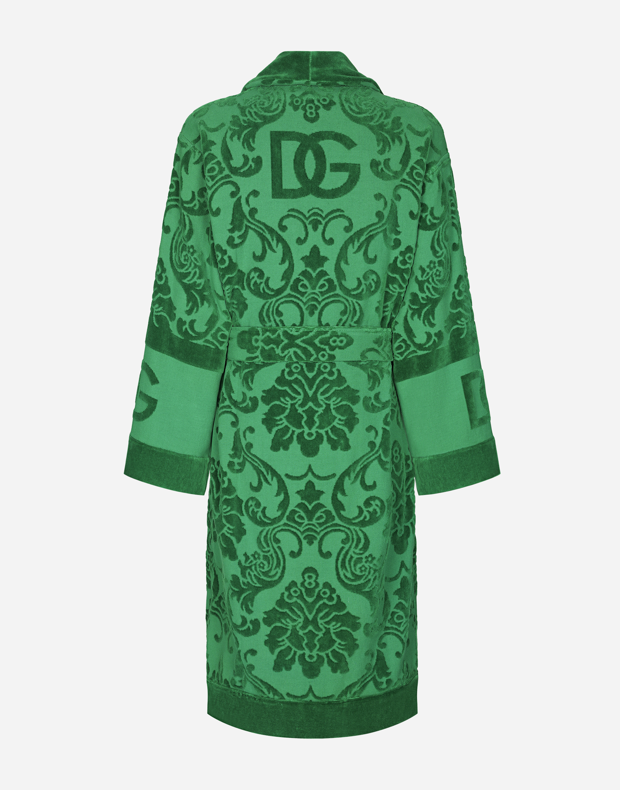 Dolce & Gabbana Bathrobe In Terry Cotton Jacquard In Multicolor