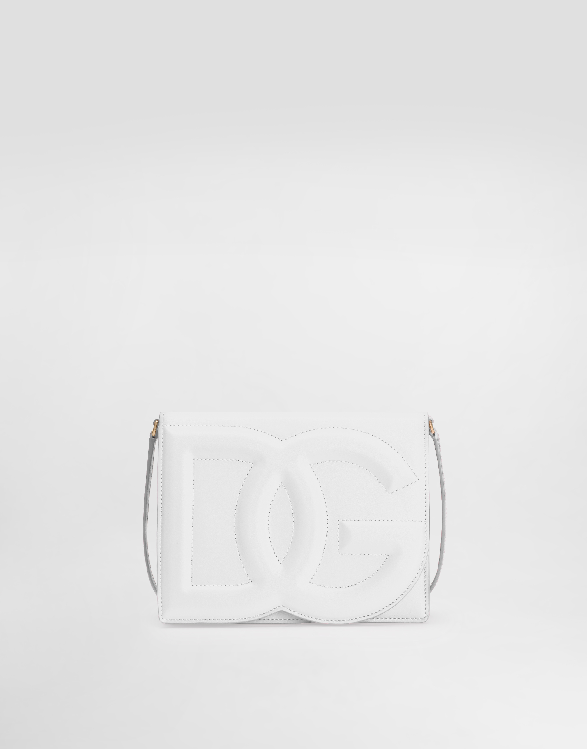 Dolce & Gabbana Calfskin Logo Crossbody Bag In White