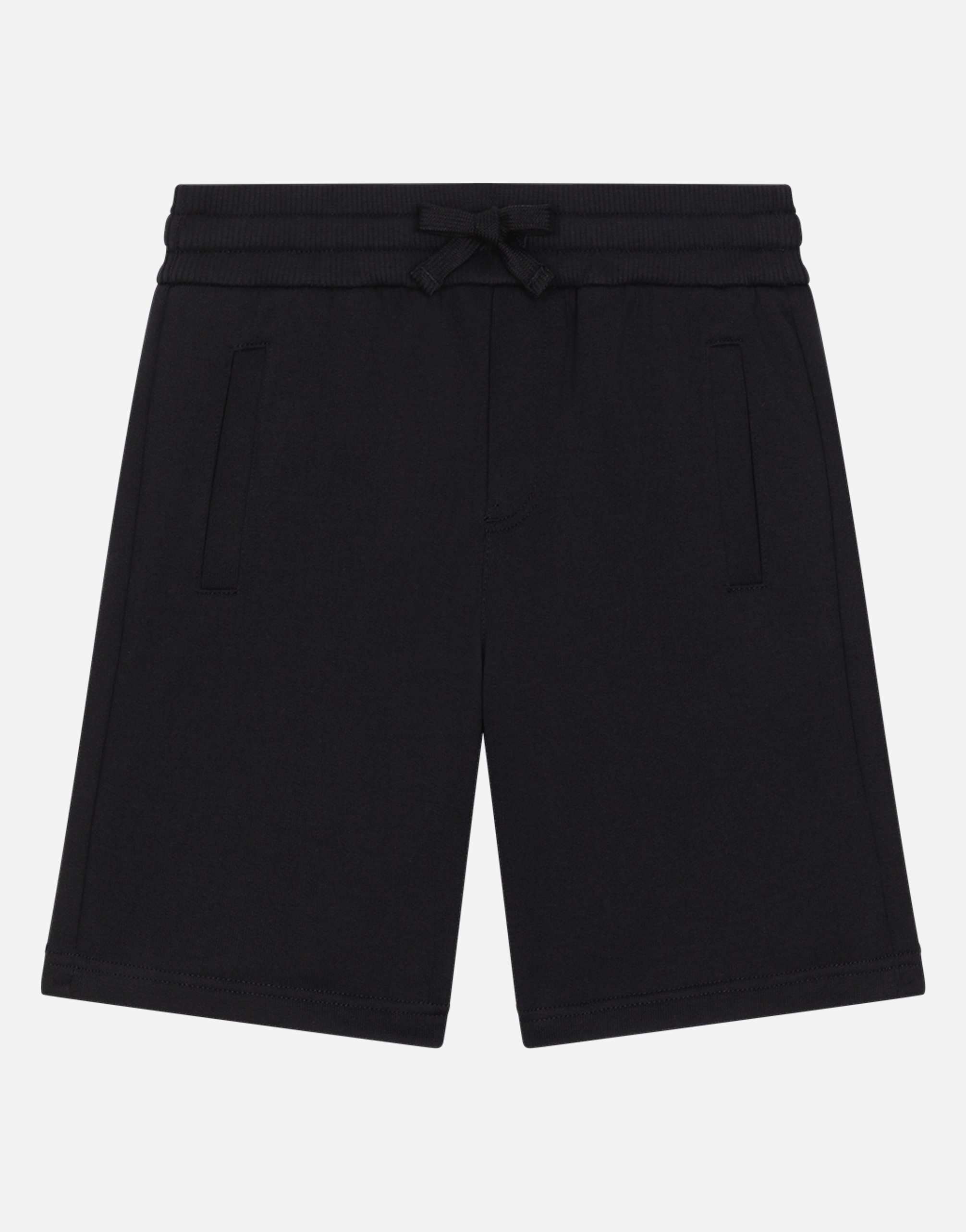 Dolce & Gabbana Jersey Jogging Shorts With Logo Plate In Blue