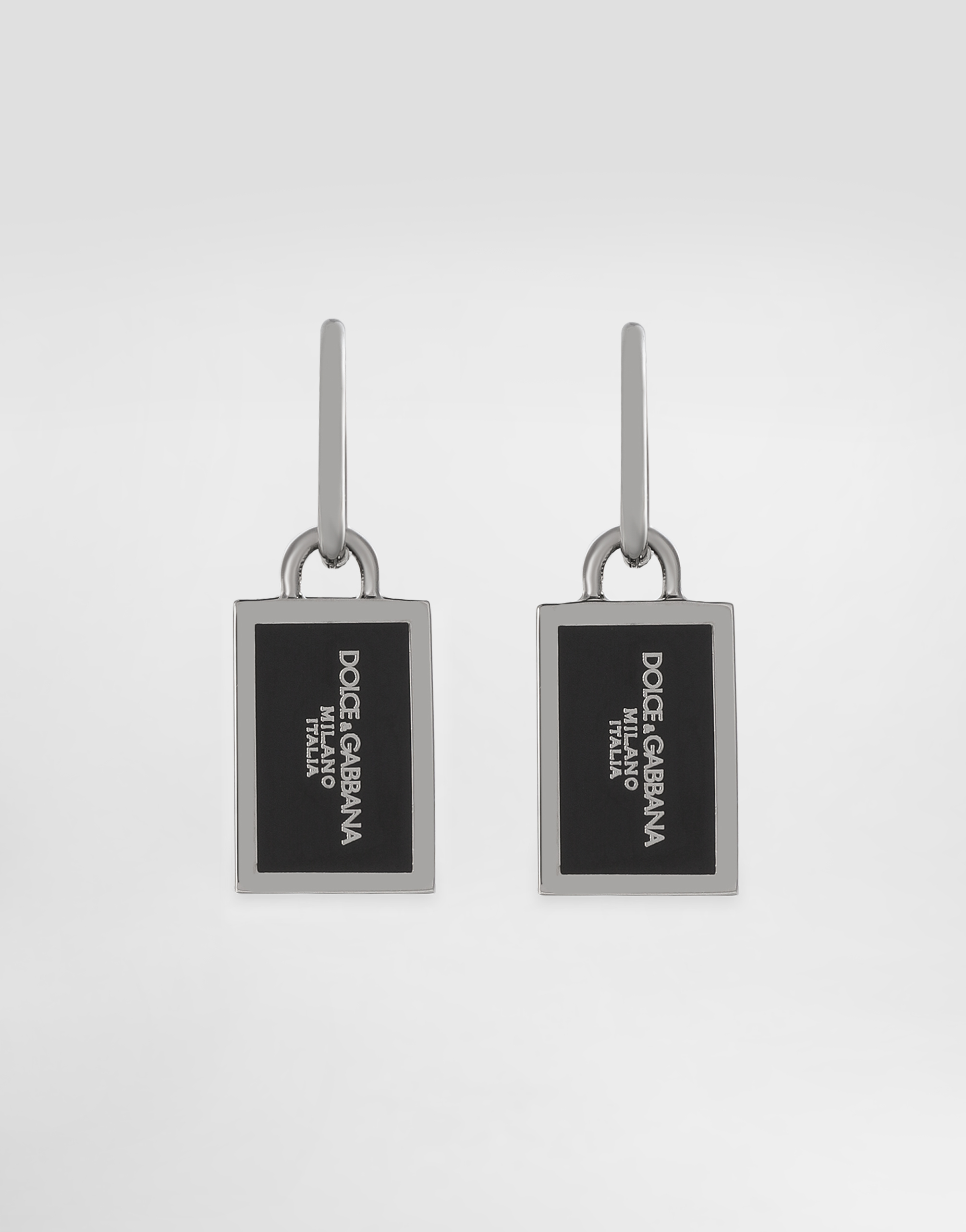 Enameled Creole earrings with logo