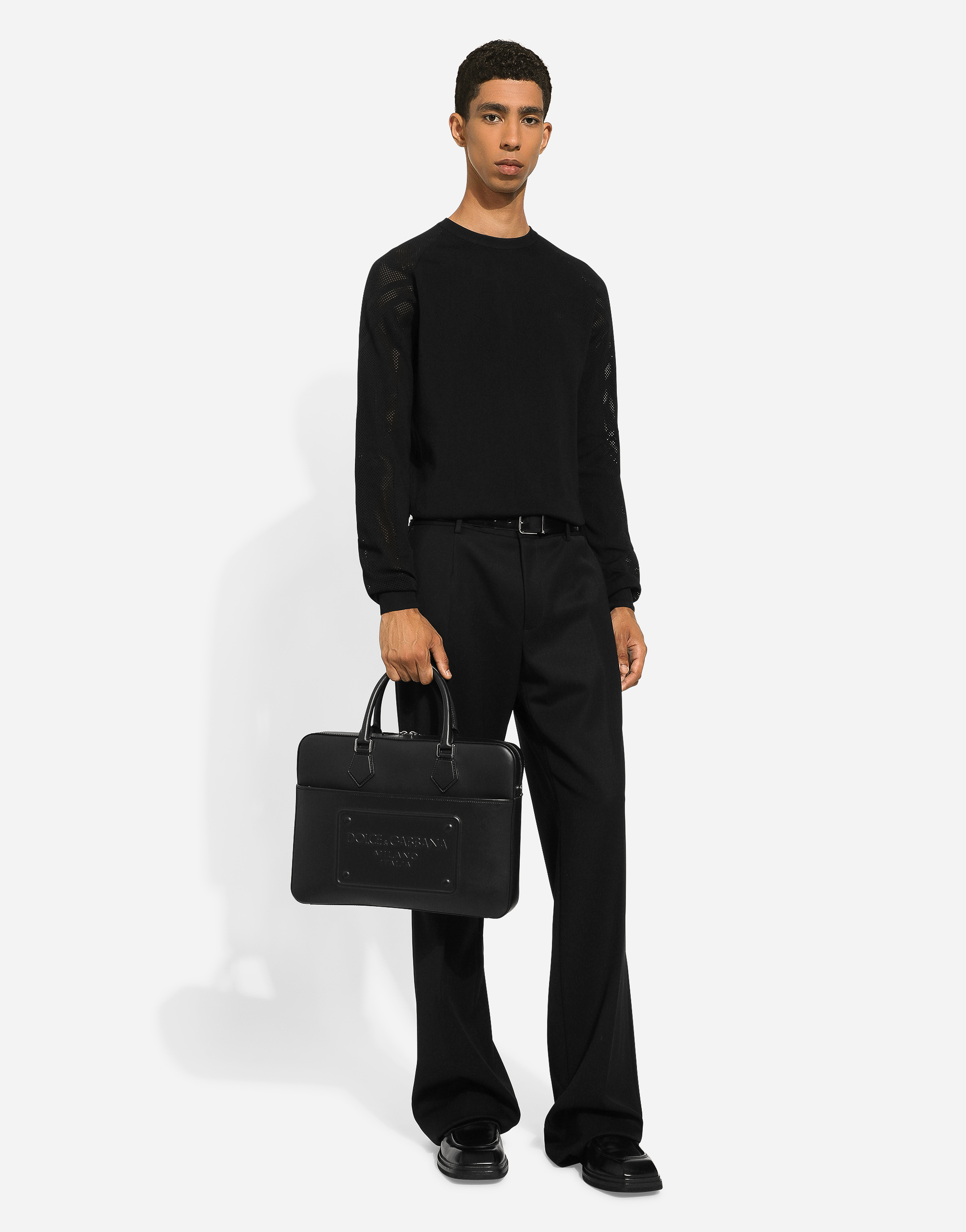 Shop Dolce & Gabbana Calfskin Briefcase In Black