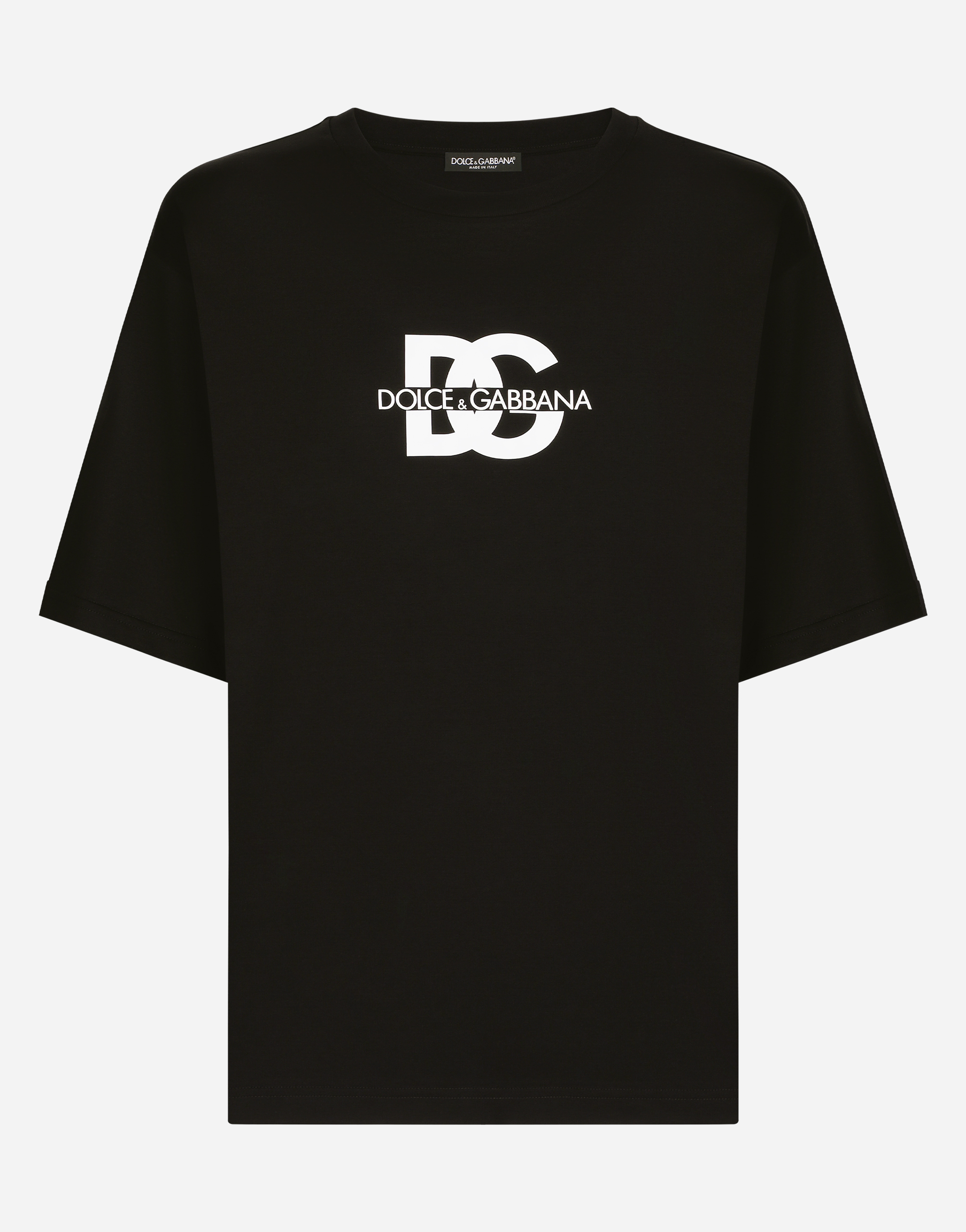 Dolce & Gabbana Short-sleeved T-shirt With Dg Logo Print In Black