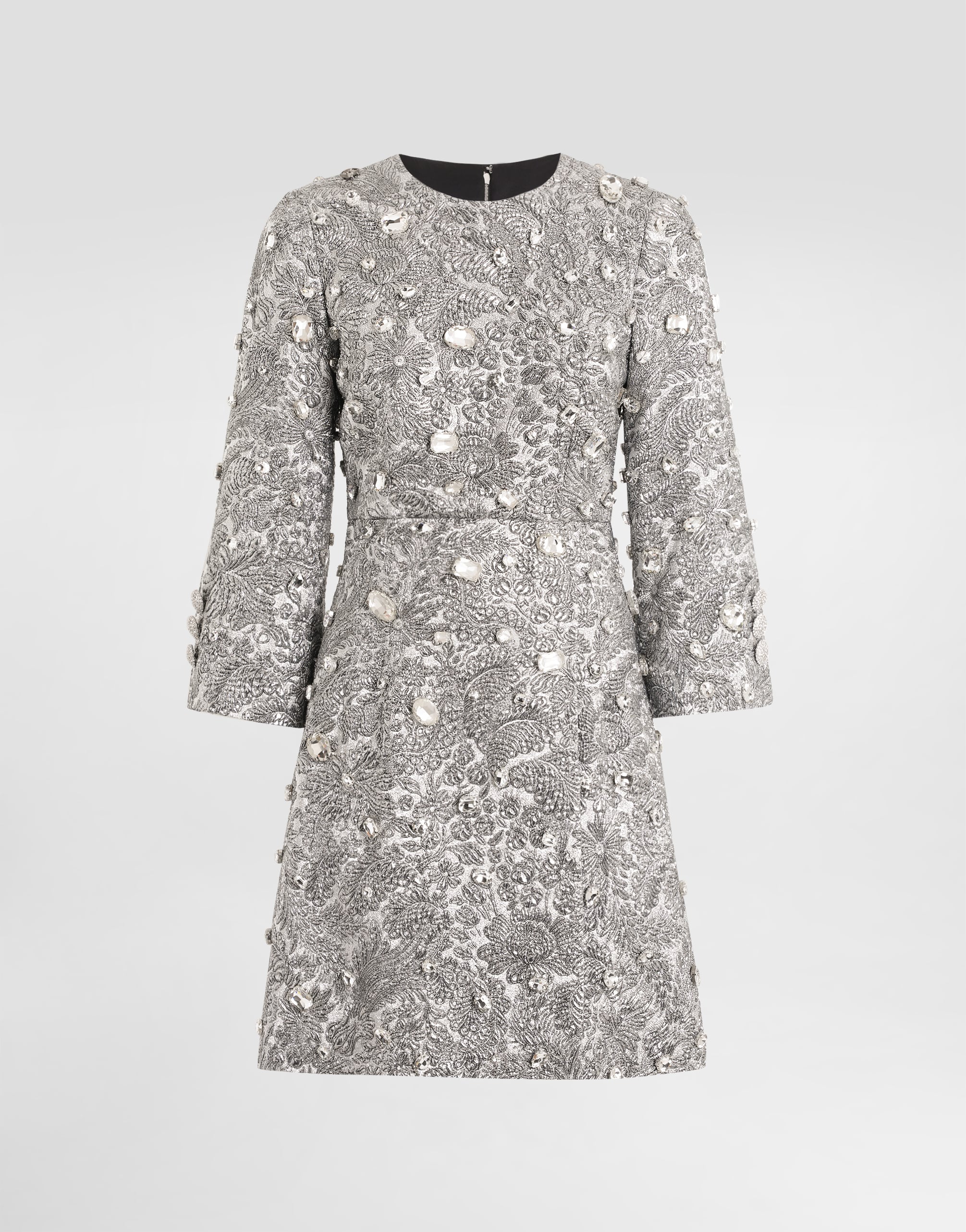 Floral lamé jacquard dress with embroidery in Multicolor for Women