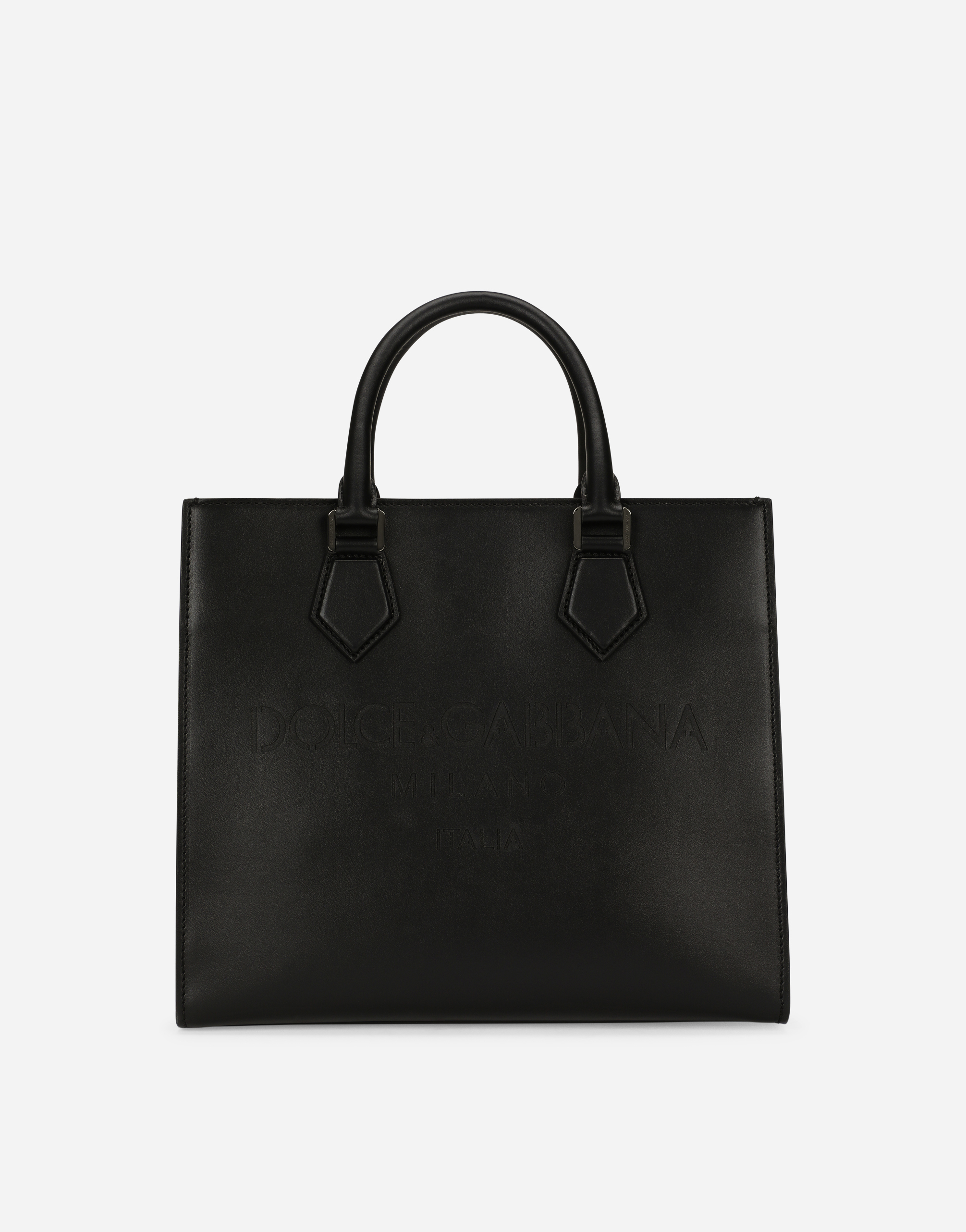 DOLCE & GABBANA CALFSKIN EDGE SHOPPER WITH LOGO