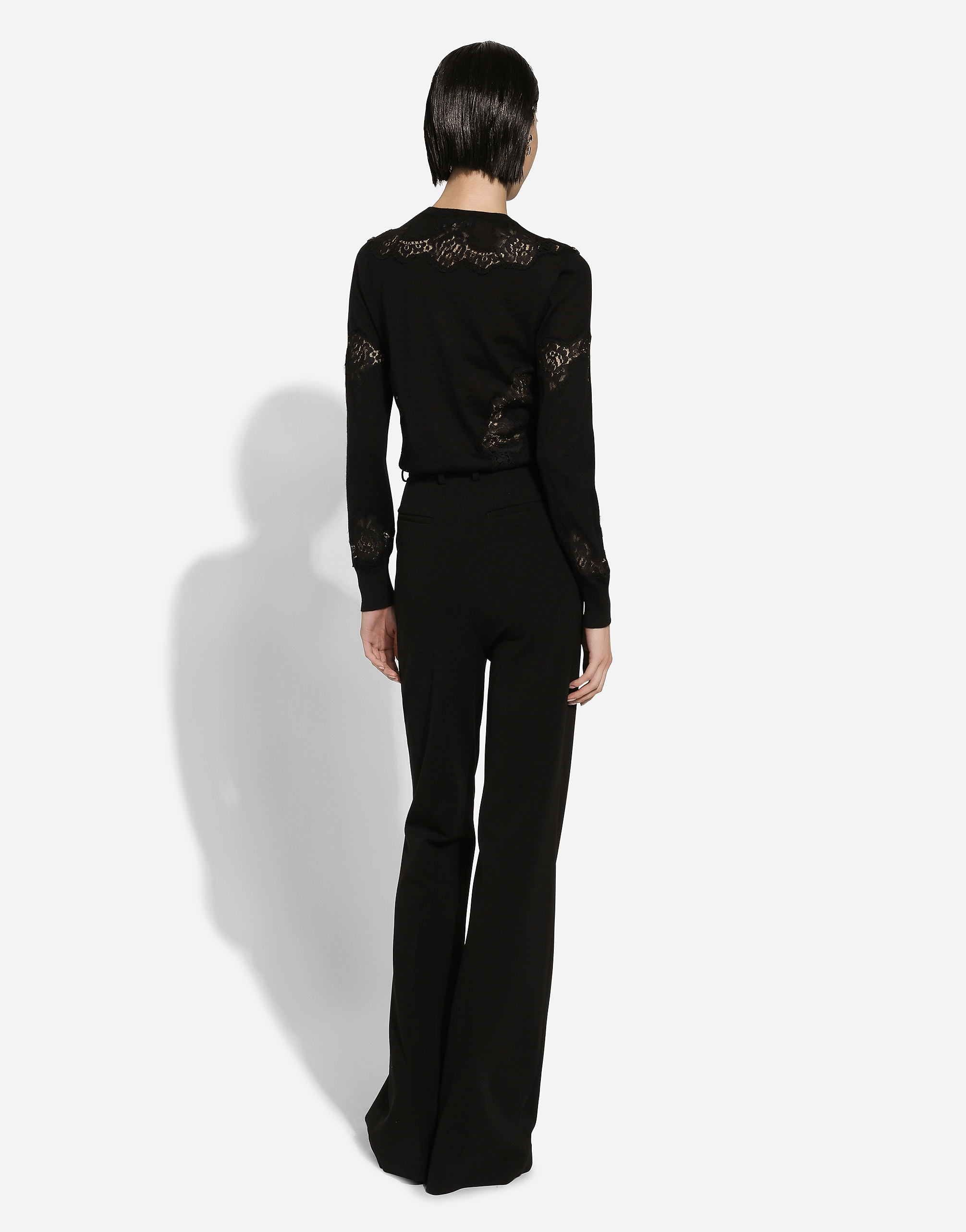 Dolce & Gabbana Sweater With Lace Inlay In Black