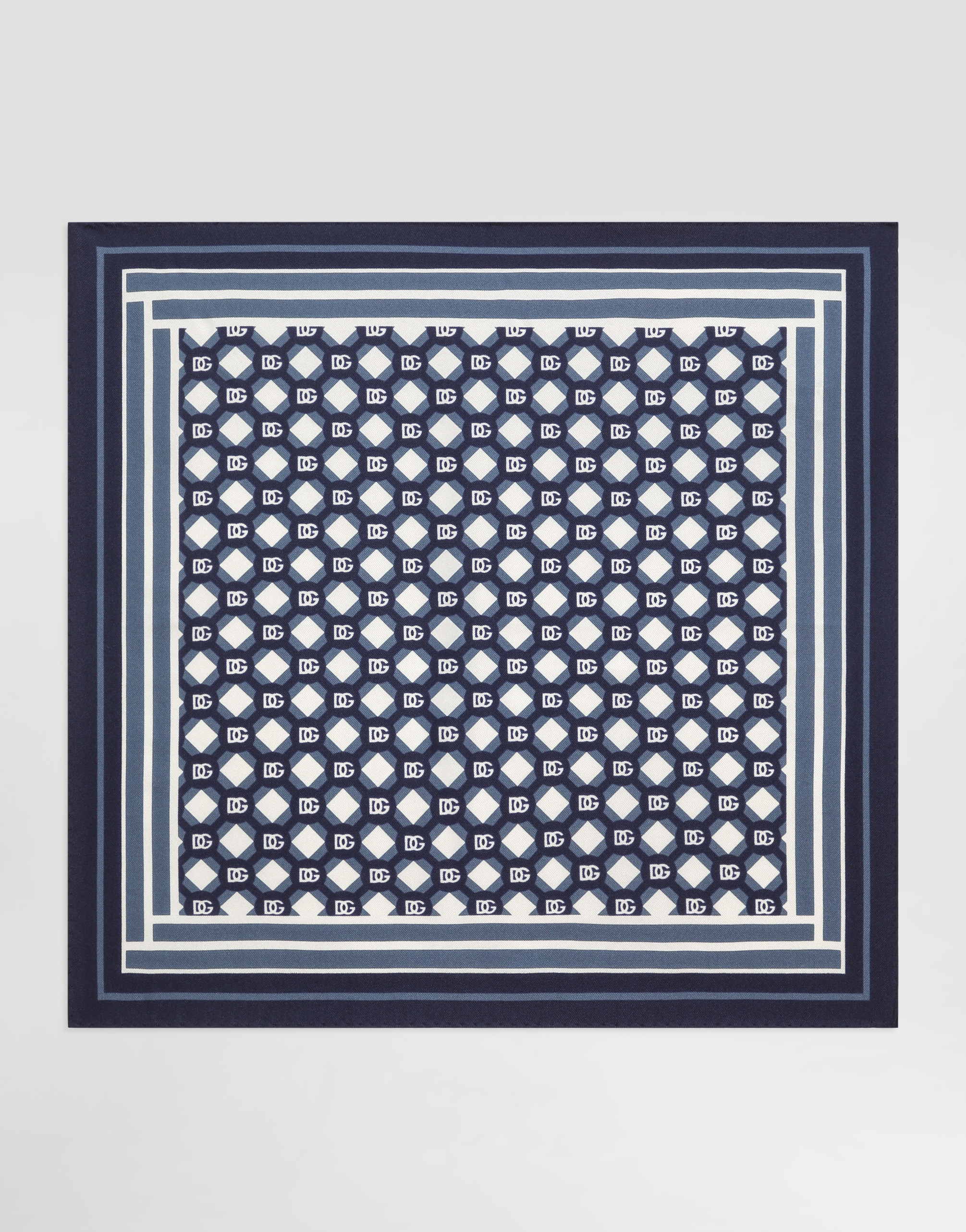 Silk pocket square with micro-design and logo