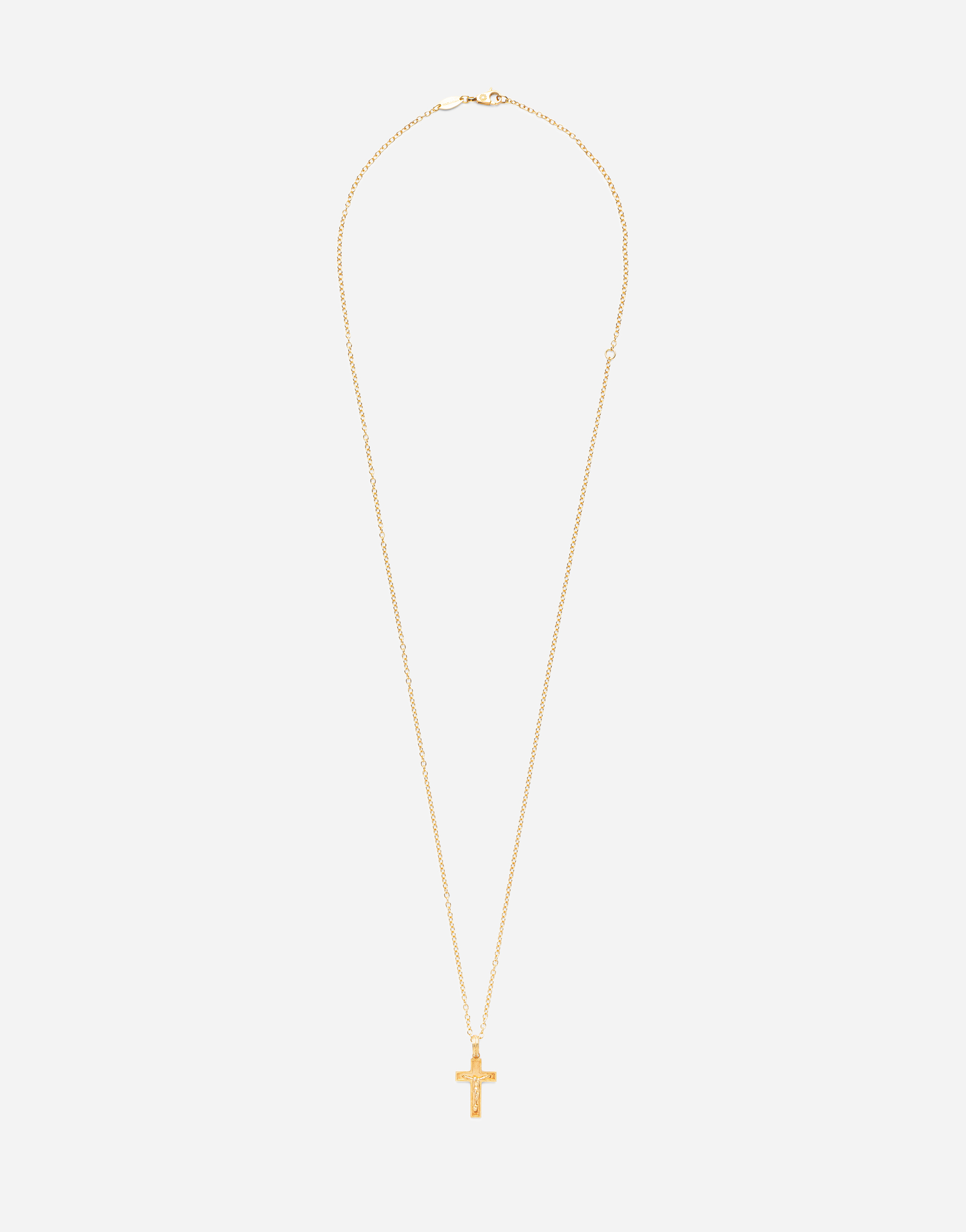 Dolce & Gabbana Cross Pendant On Yellow Gold Chain Gold Male Onesize