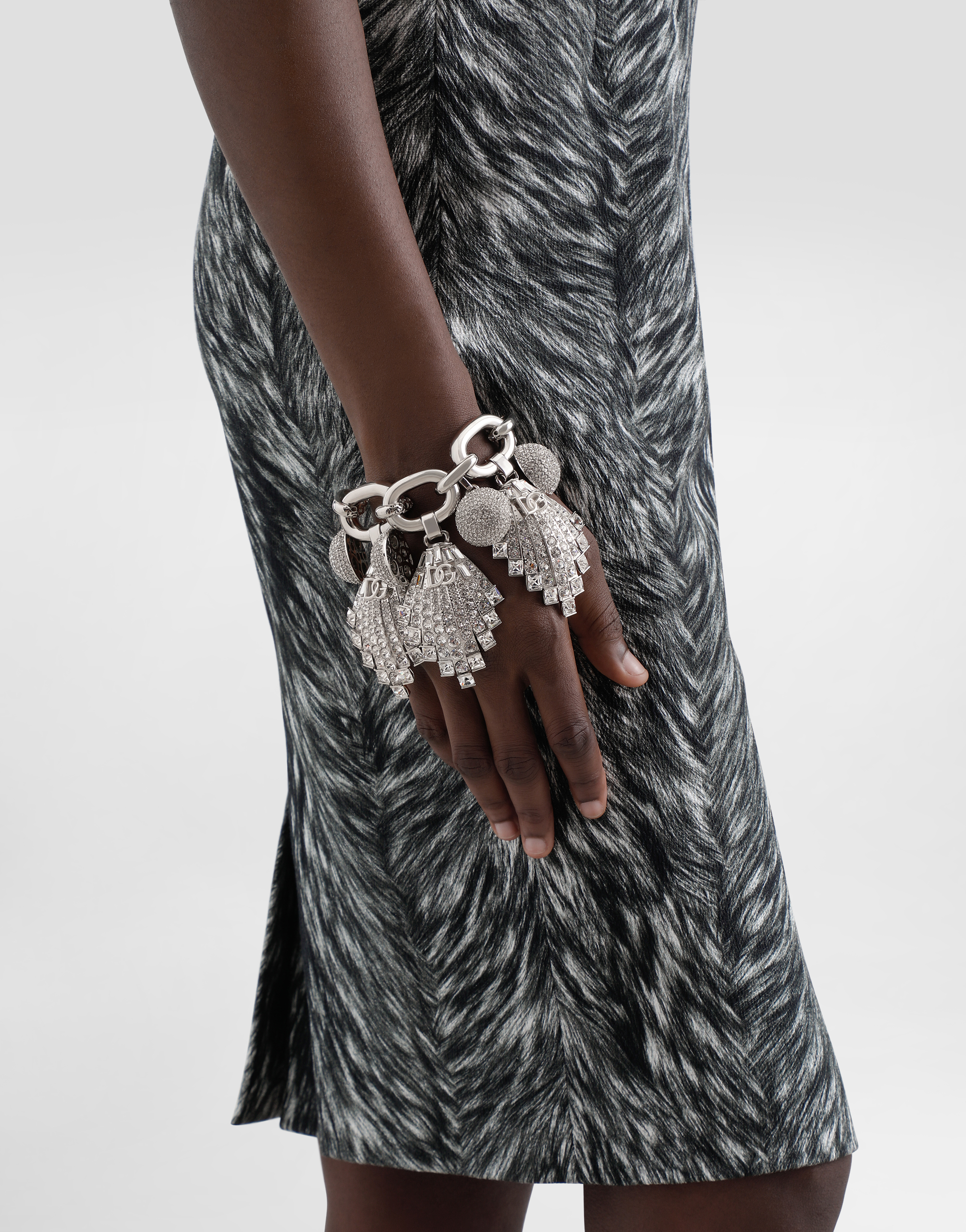 Maxi-bracelet with chain, rhinestone accents and DG logo