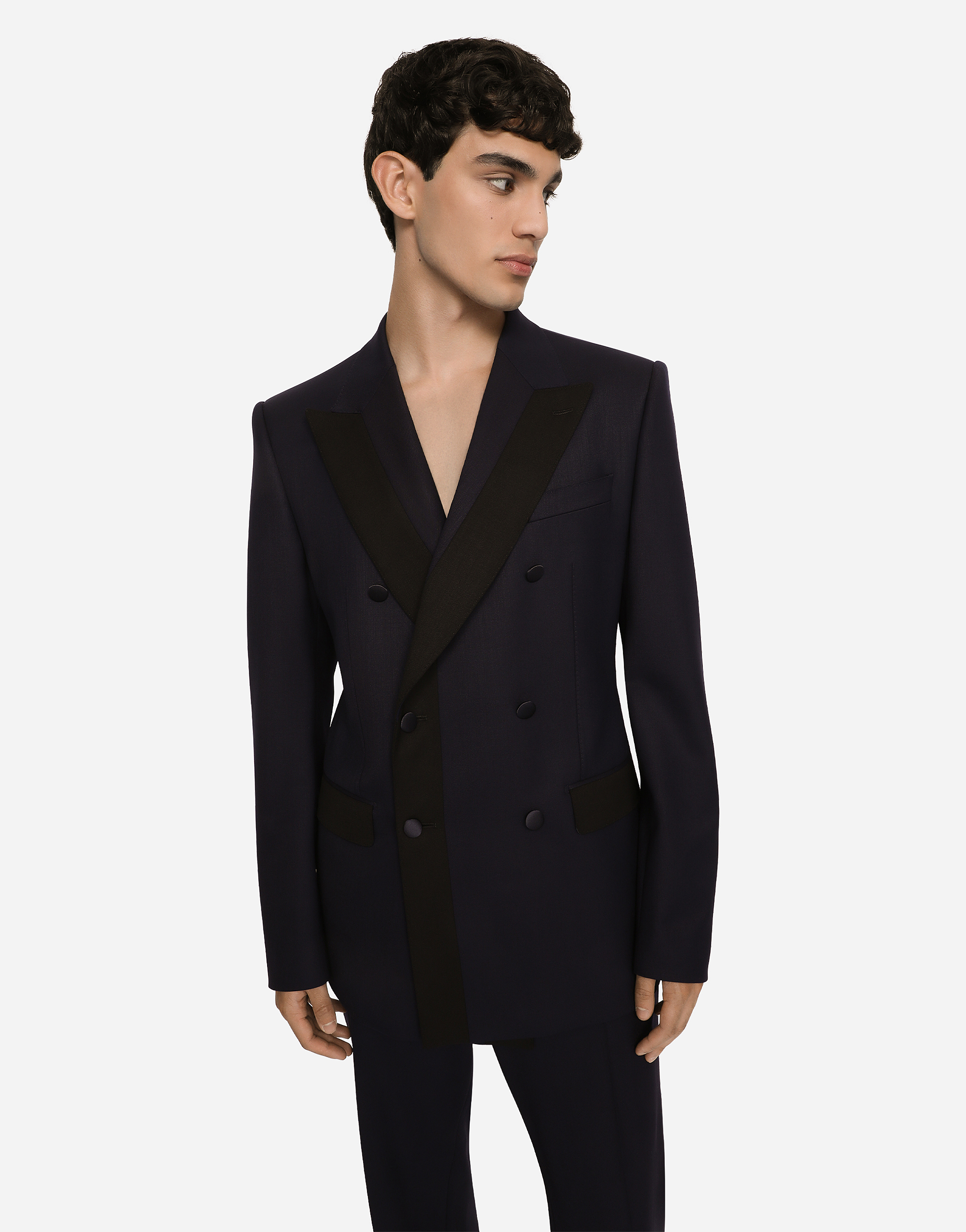 DOLCE & GABBANA DOUBLE-BREASTED STRETCH WOOL SICILIA-FIT JACKET