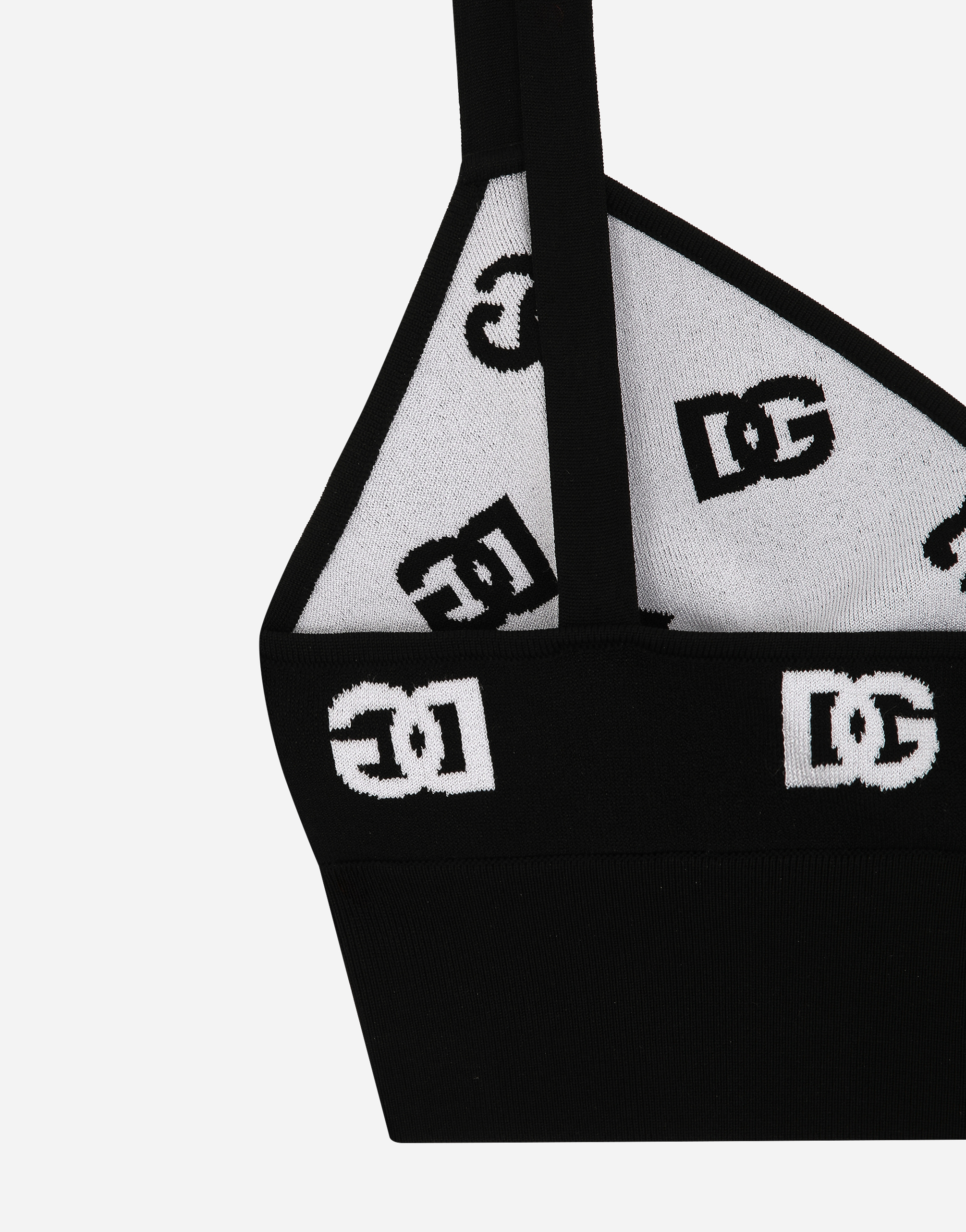 Shop Dolce & Gabbana Viscose Bralette Top With Jacquard Dg Logo In Print