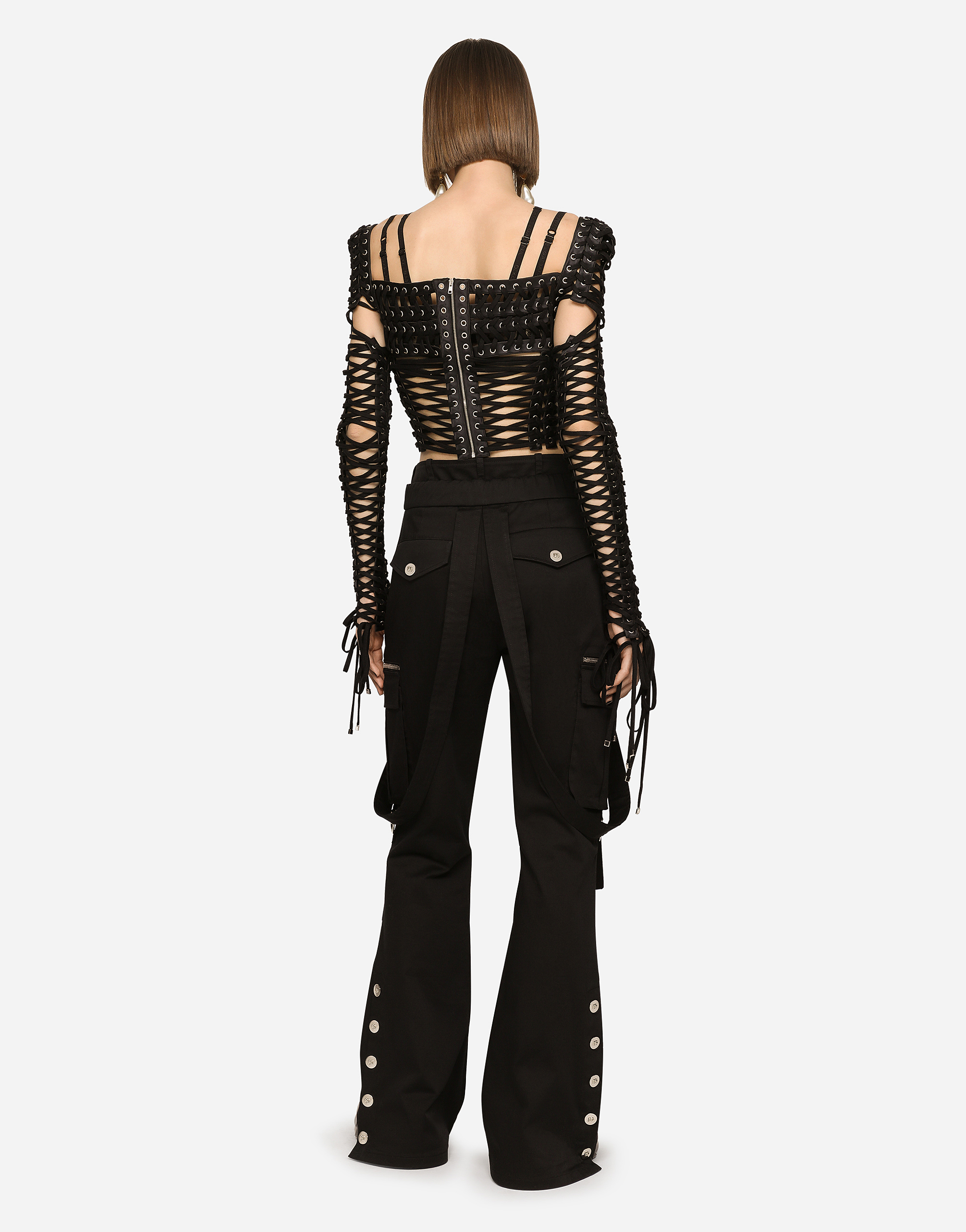 Dolce & Gabbana Lace-up Detailed Bustier Blouse In Multicolor