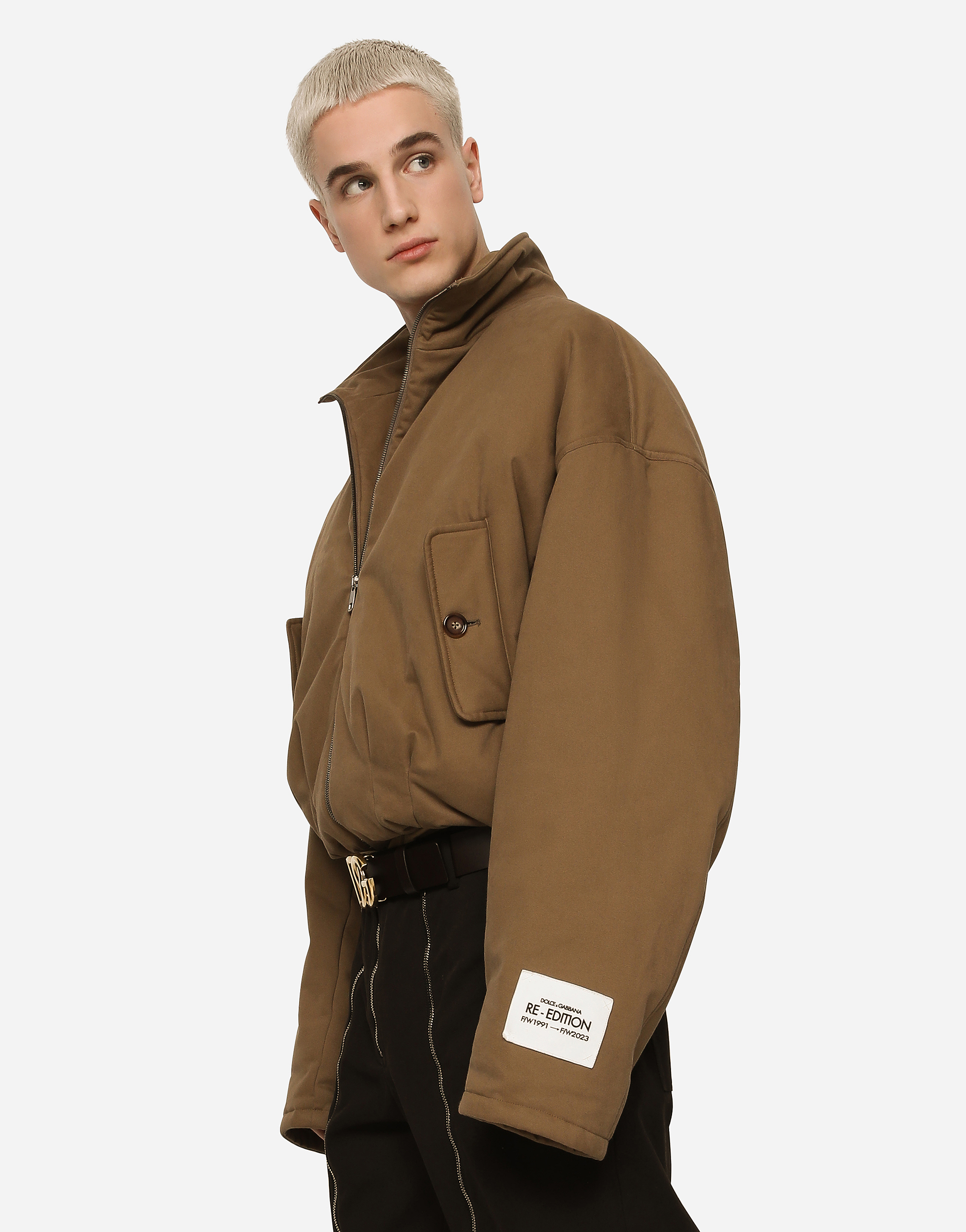 DOLCE & GABBANA PADDED WASHED STRETCH DRILL JACKET