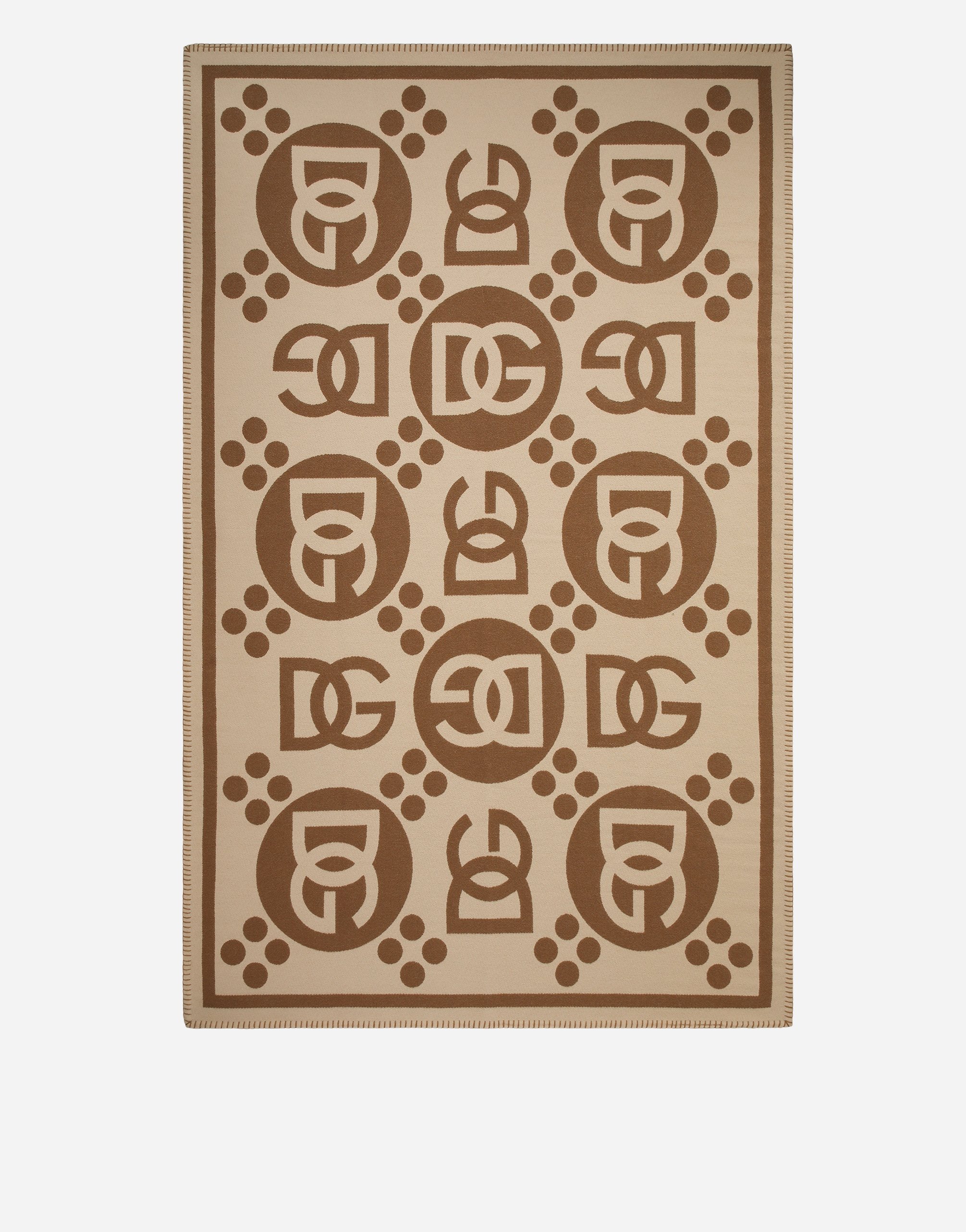Dolce & Gabbana Wool Jacquard Blanket In Brown
