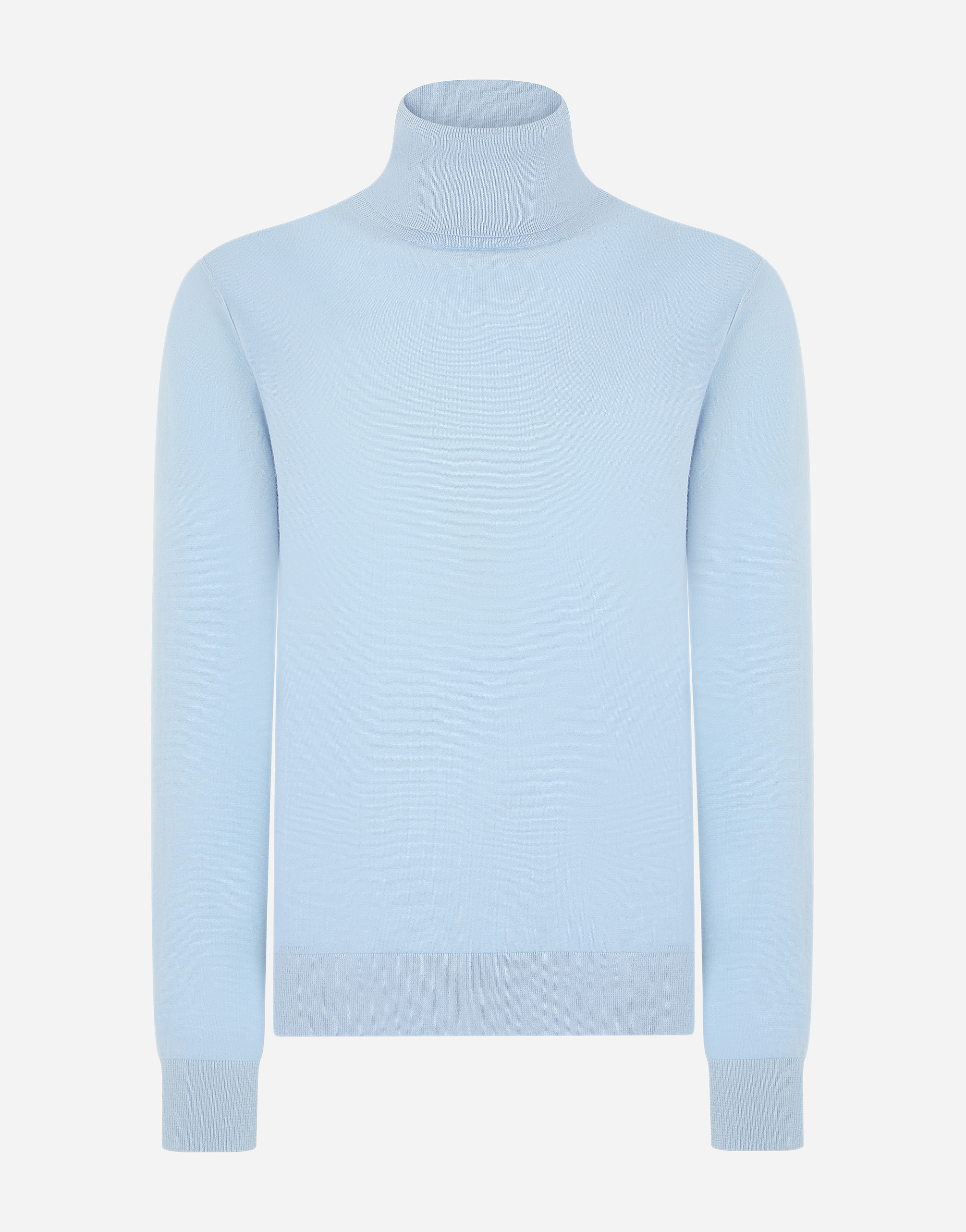 Dolce & Gabbana Cashmere And Silk Turtle-neck Sweater - Man Sweaters And Cardigans Light Blue