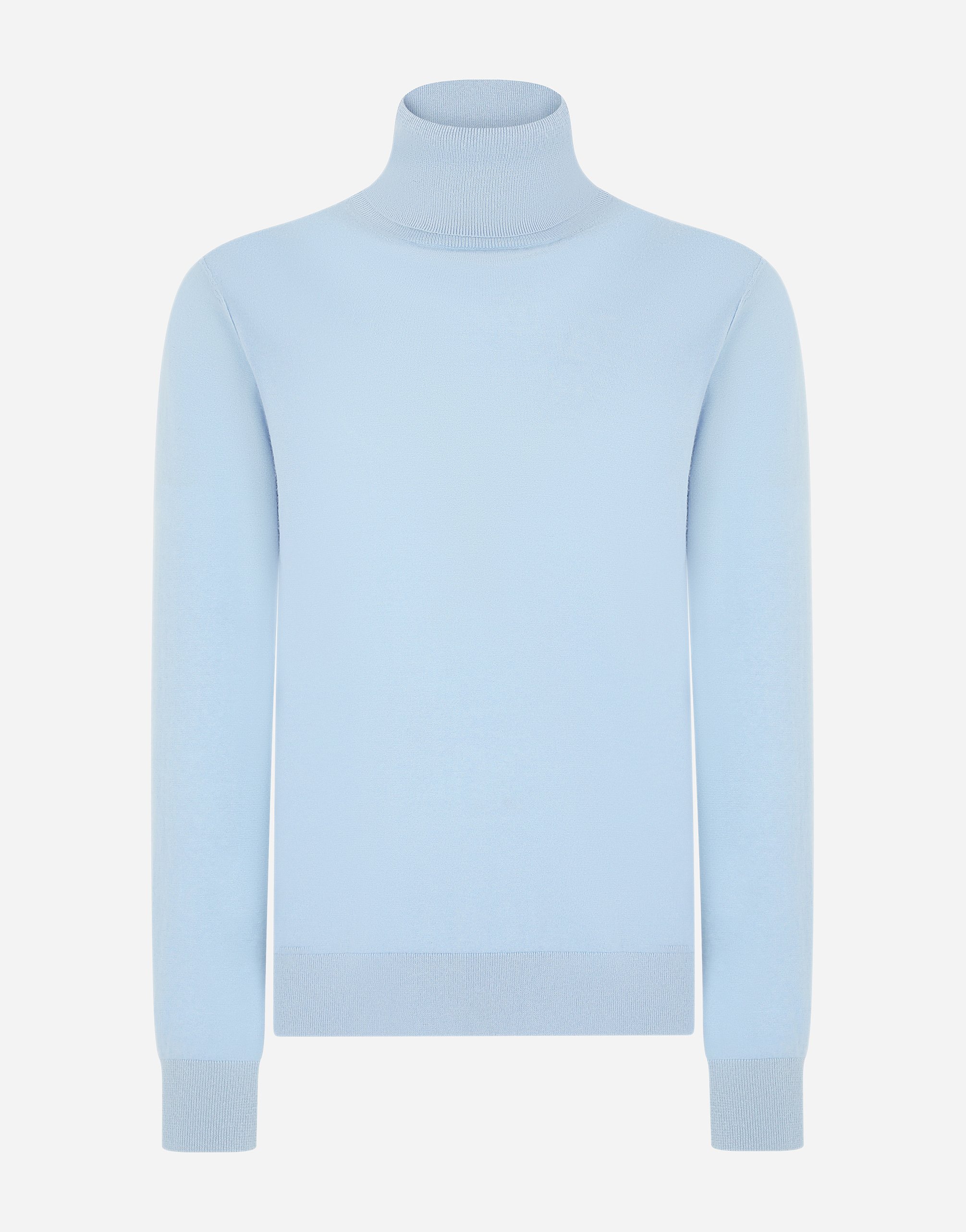 Dolce & Gabbana Cashmere And Silk Turtle-neck Sweater - Man Sweaters And Cardigans Light Blue
