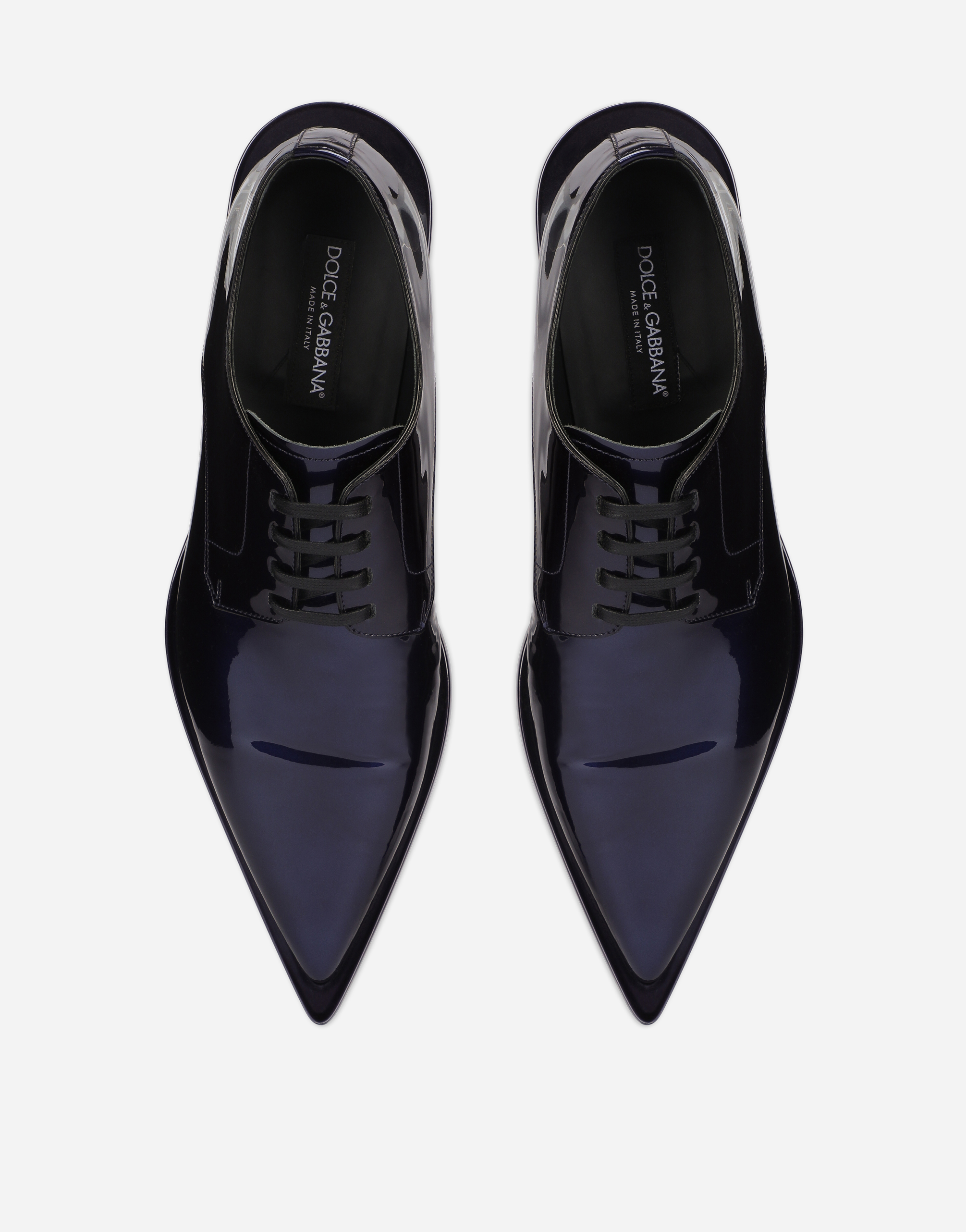 DOLCE & GABBANA METALLIC PATENT LEATHER DERBY SHOES