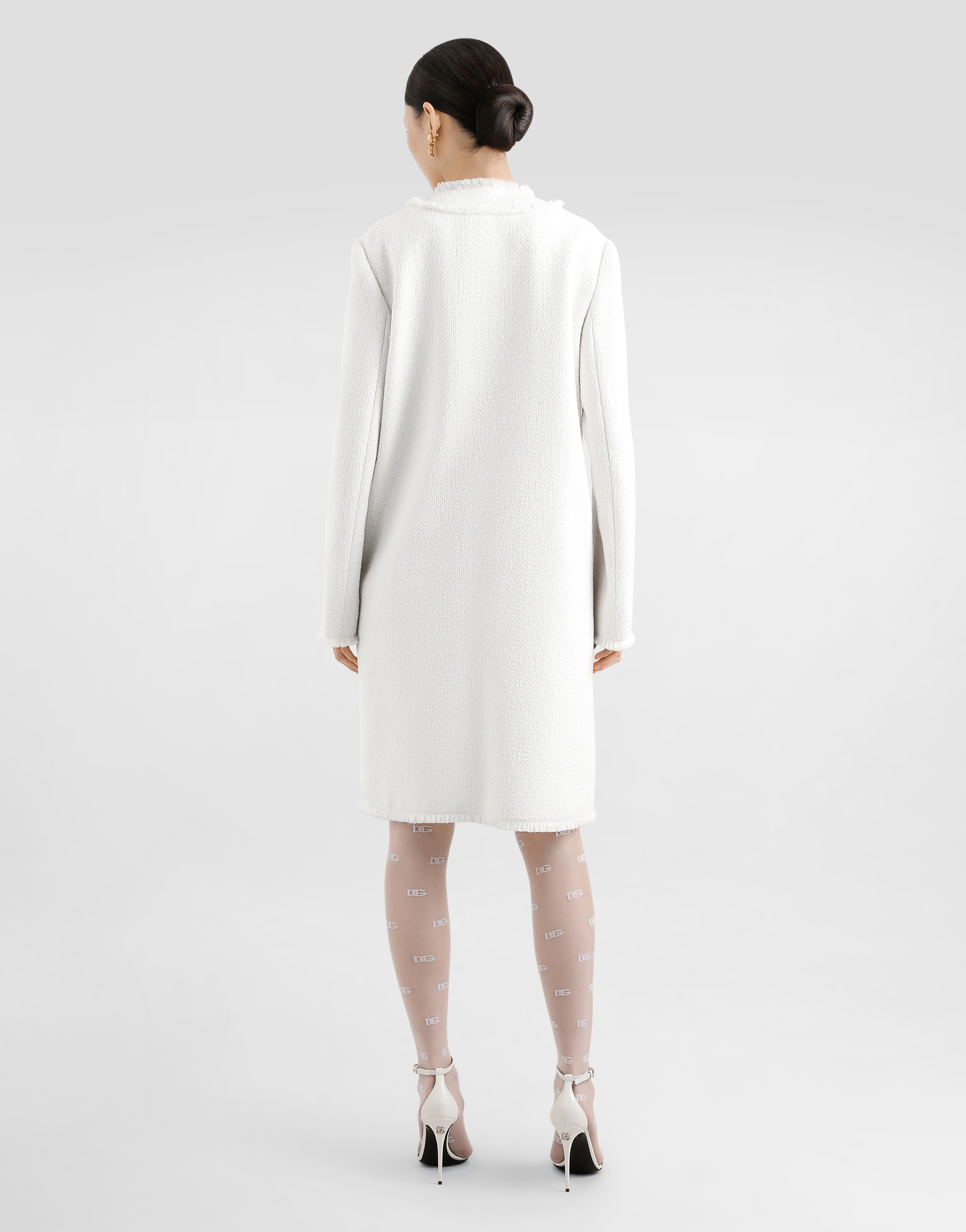  Dolce & Gabbana Abrigo De Botonadura Sencilla De Tweed Raschel - Mujer Abrigos Y Chaquetones Blanco 54 