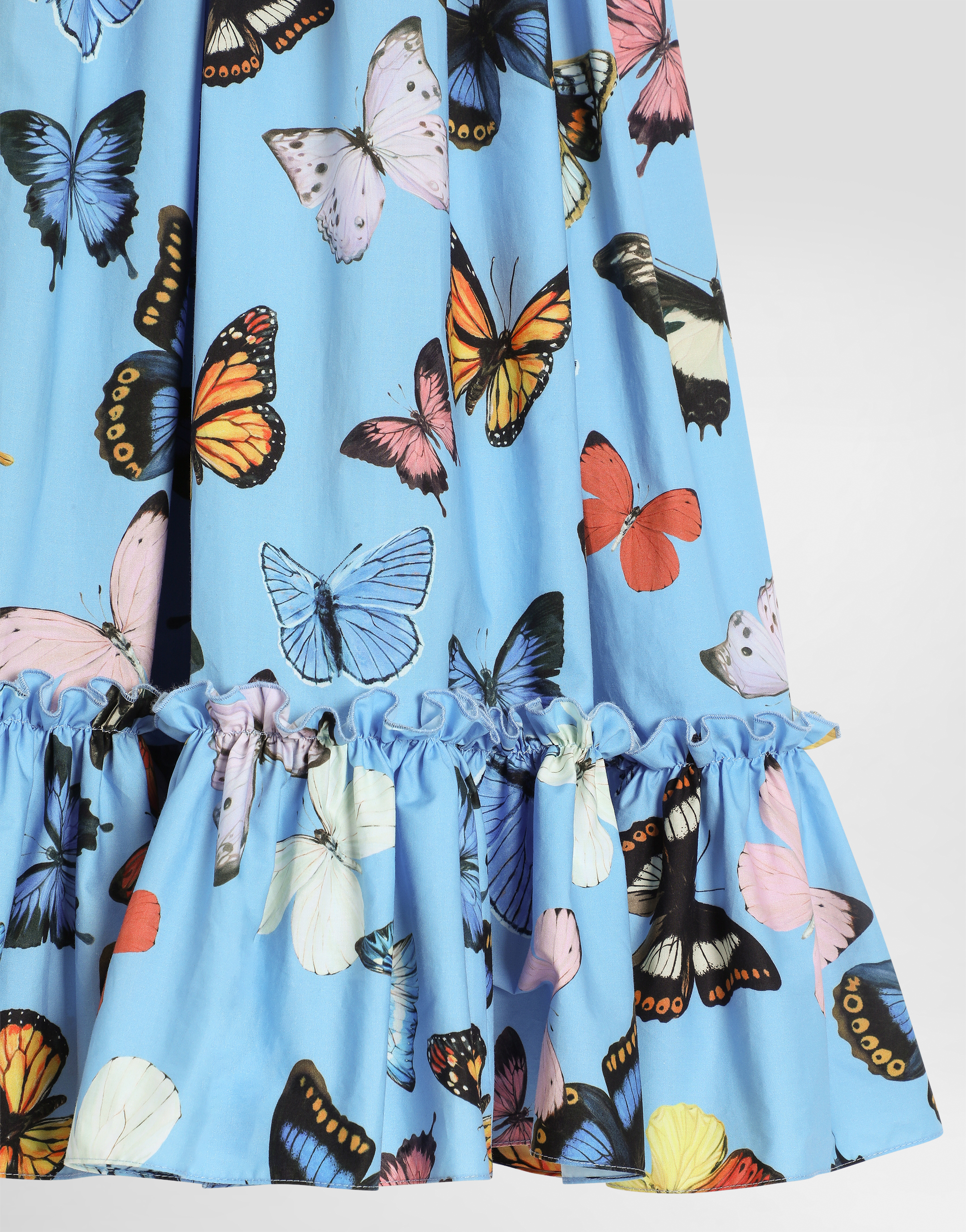 Dolce & Gabbana Poplin Dress With Butterfly Print In Print