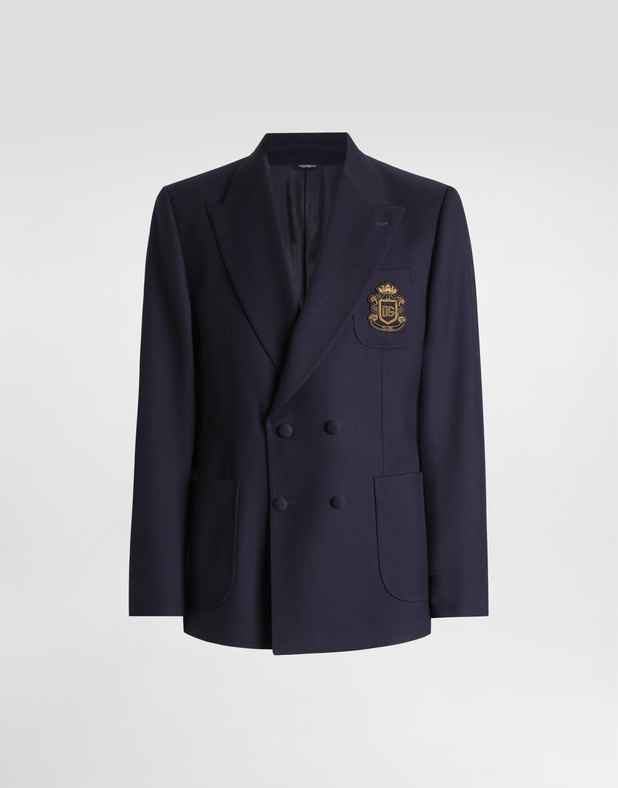 Double-breasted portofino wool jacket in Blue for Men