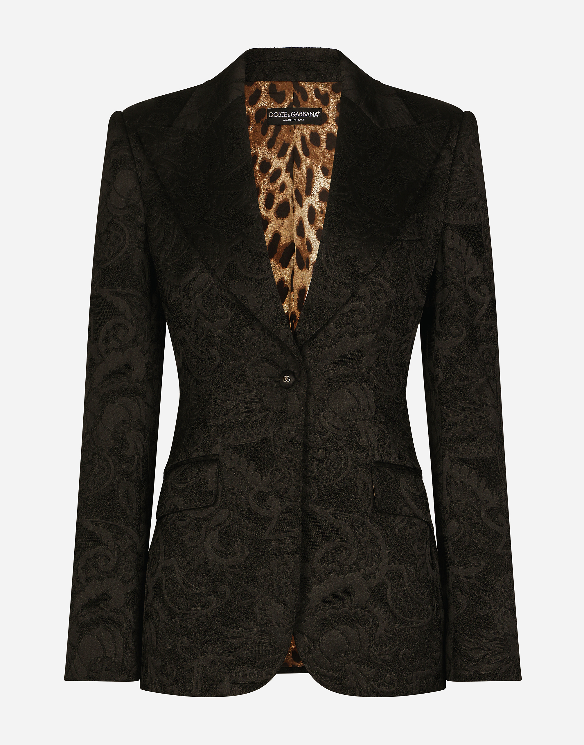 Dolce & Gabbana Floral Jacquard Turlington Blazer - Woman Blazers Black Fabric