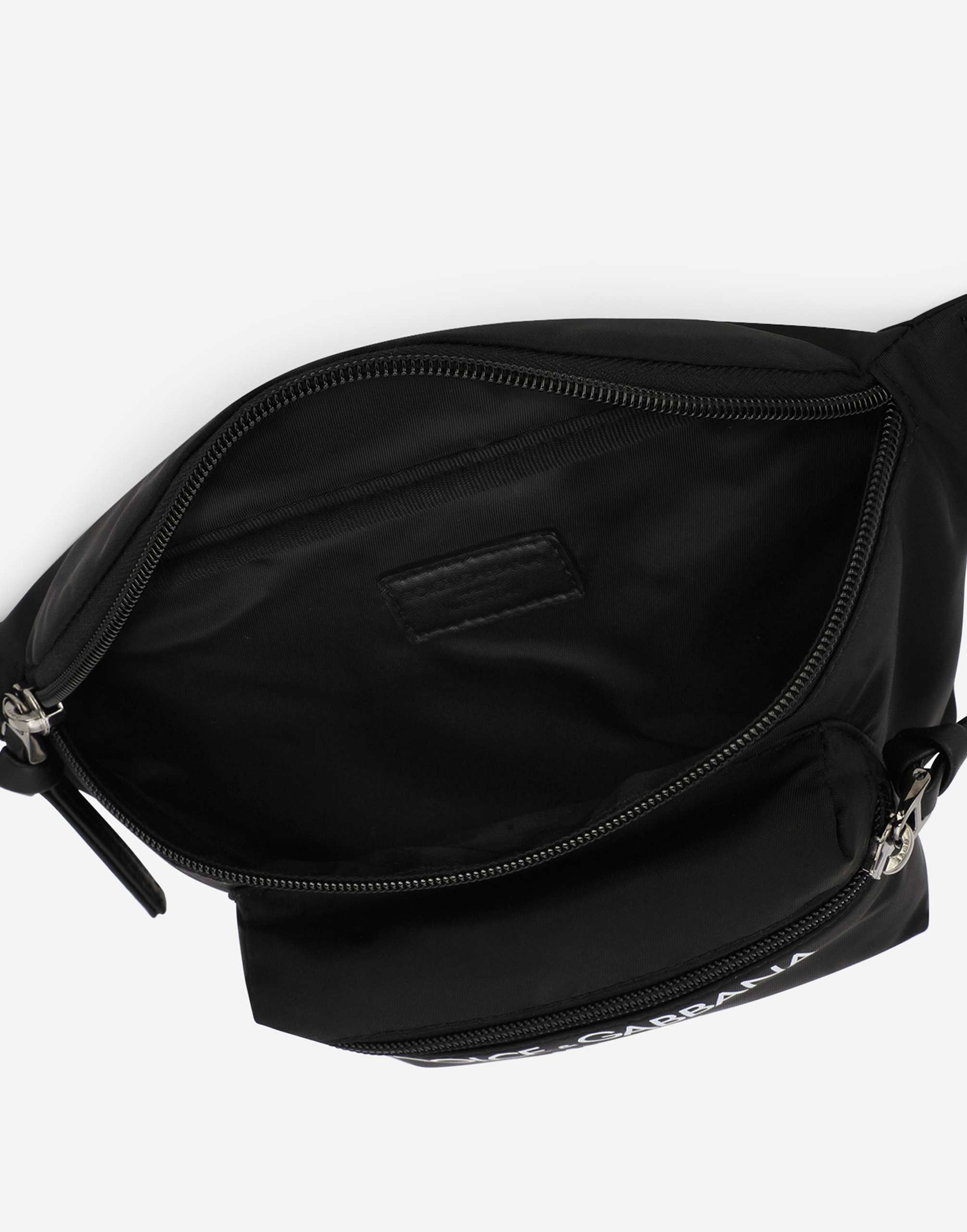 Shop Dolce & Gabbana Nylon Belt Bag With Dolce&gabbana Milano Print In Black