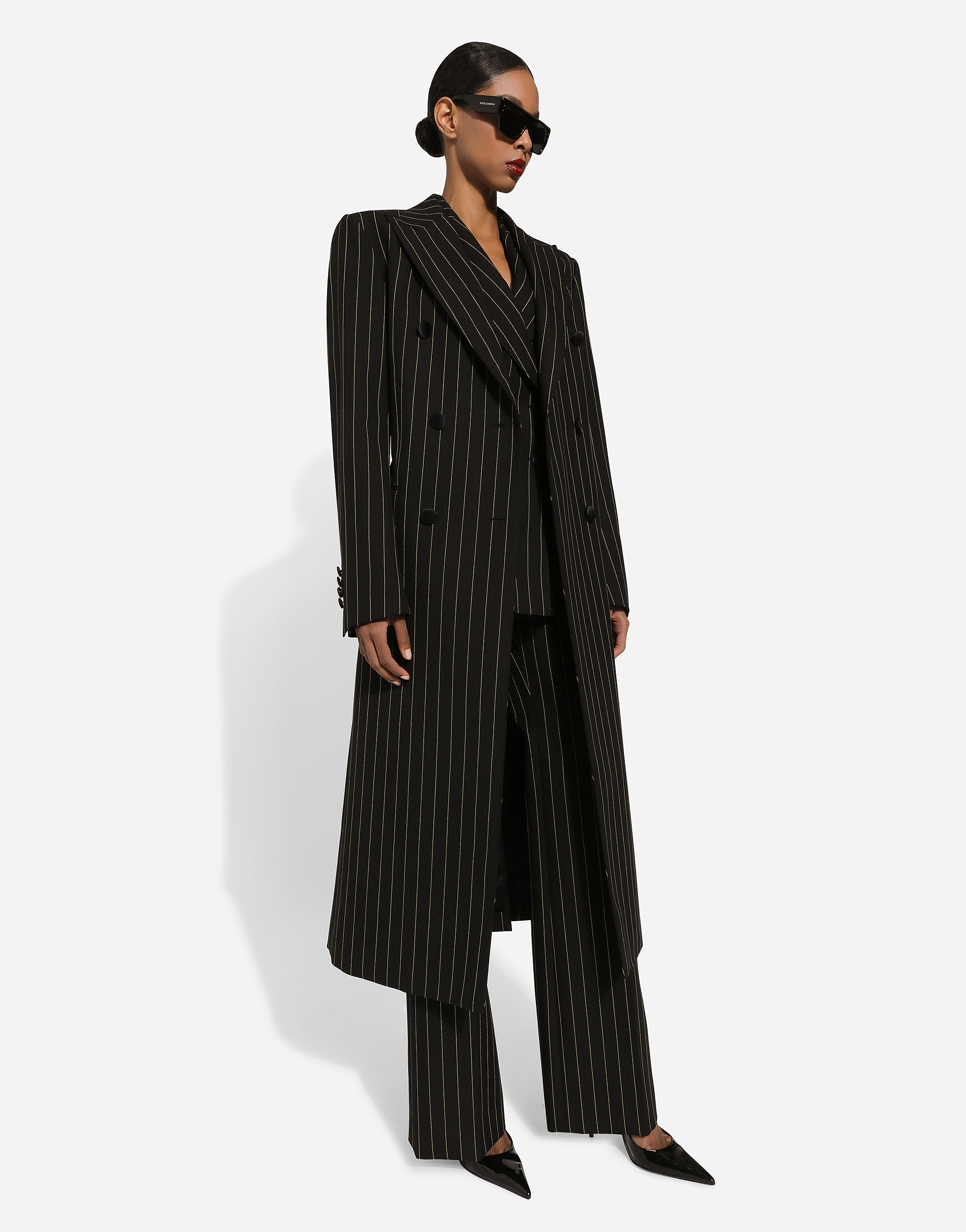 Shop Dolce & Gabbana Double-breasted Pinstripe Wool Turlington Jacket In Multicolor