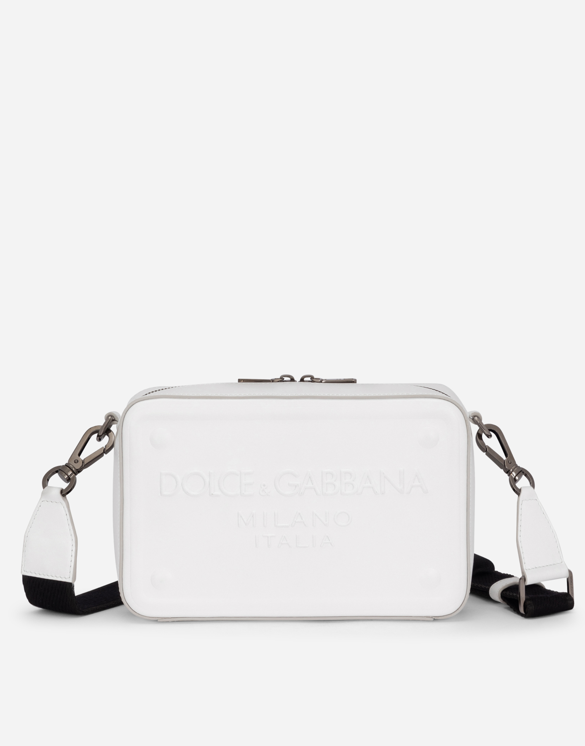 DOLCE & GABBANA CALFSKIN CROSSBODY BAG WITH RAISED LOGO