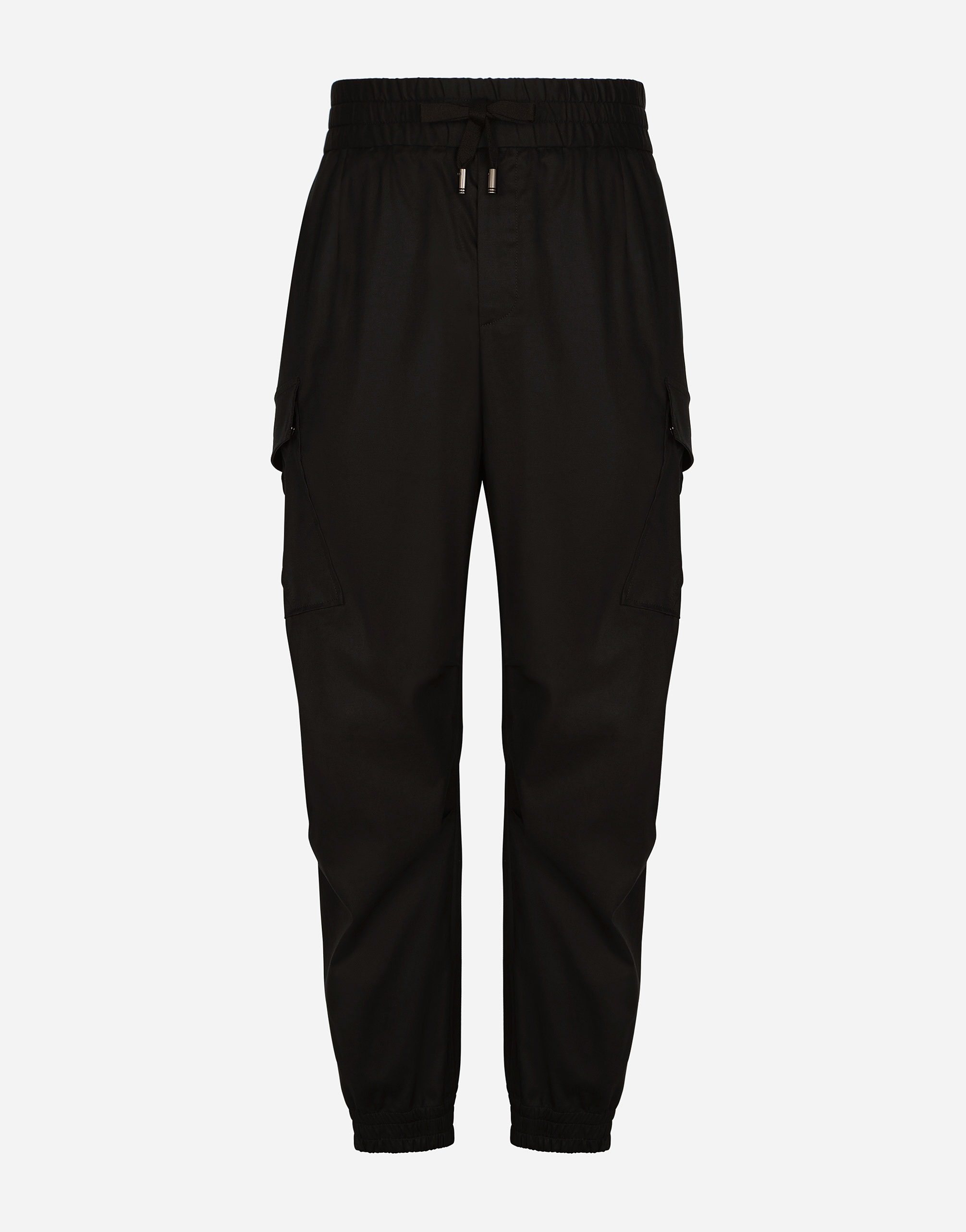 Dolce & Gabbana Cotton Cargo Pants With Branded Tag - Man Pants And Shorts Blue Cotton