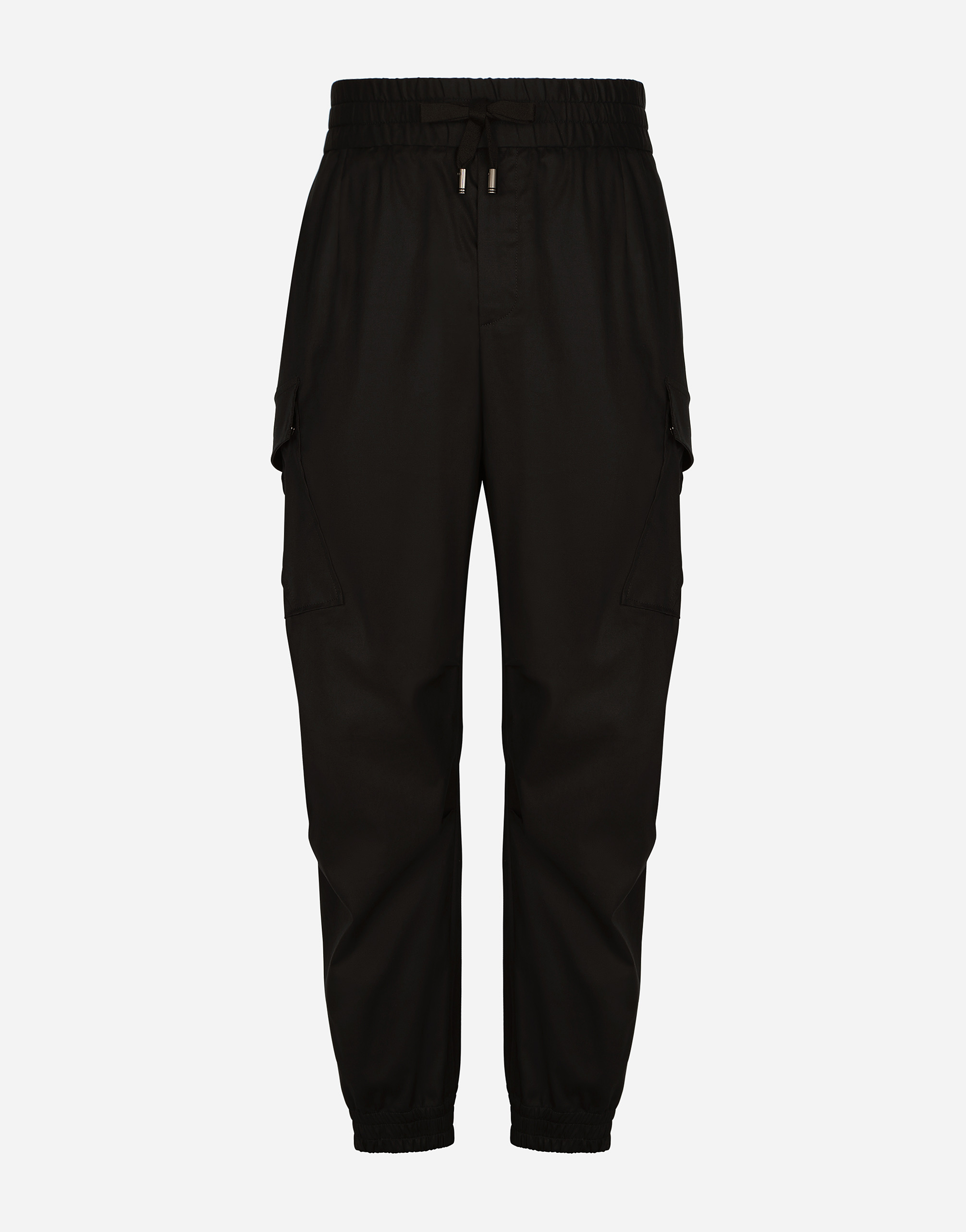 Dolce & Gabbana Cotton Cargo Pants With Branded Tag In Blue