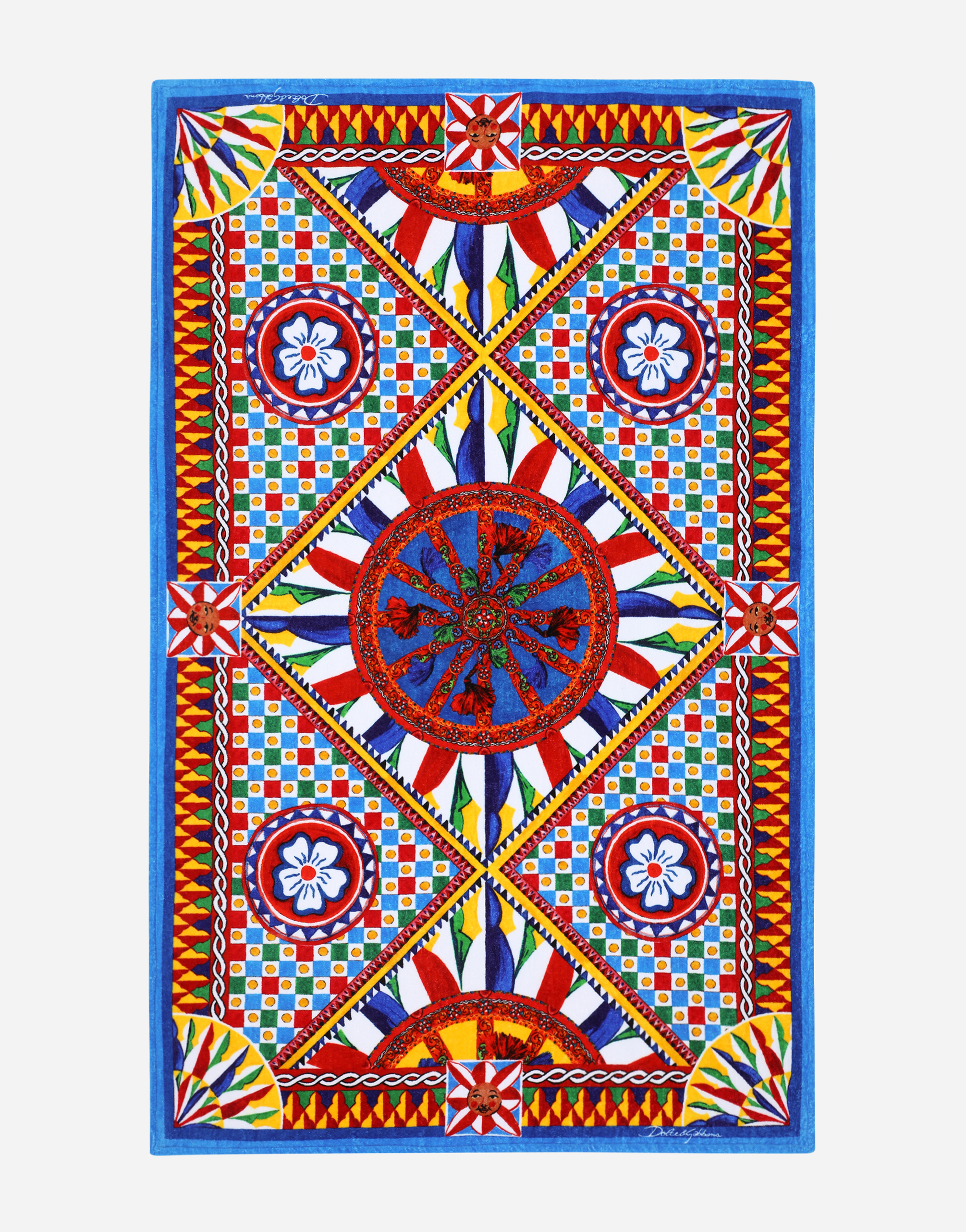 Dolce & Gabbana Terry Cotton Beach Towel In Multicolor