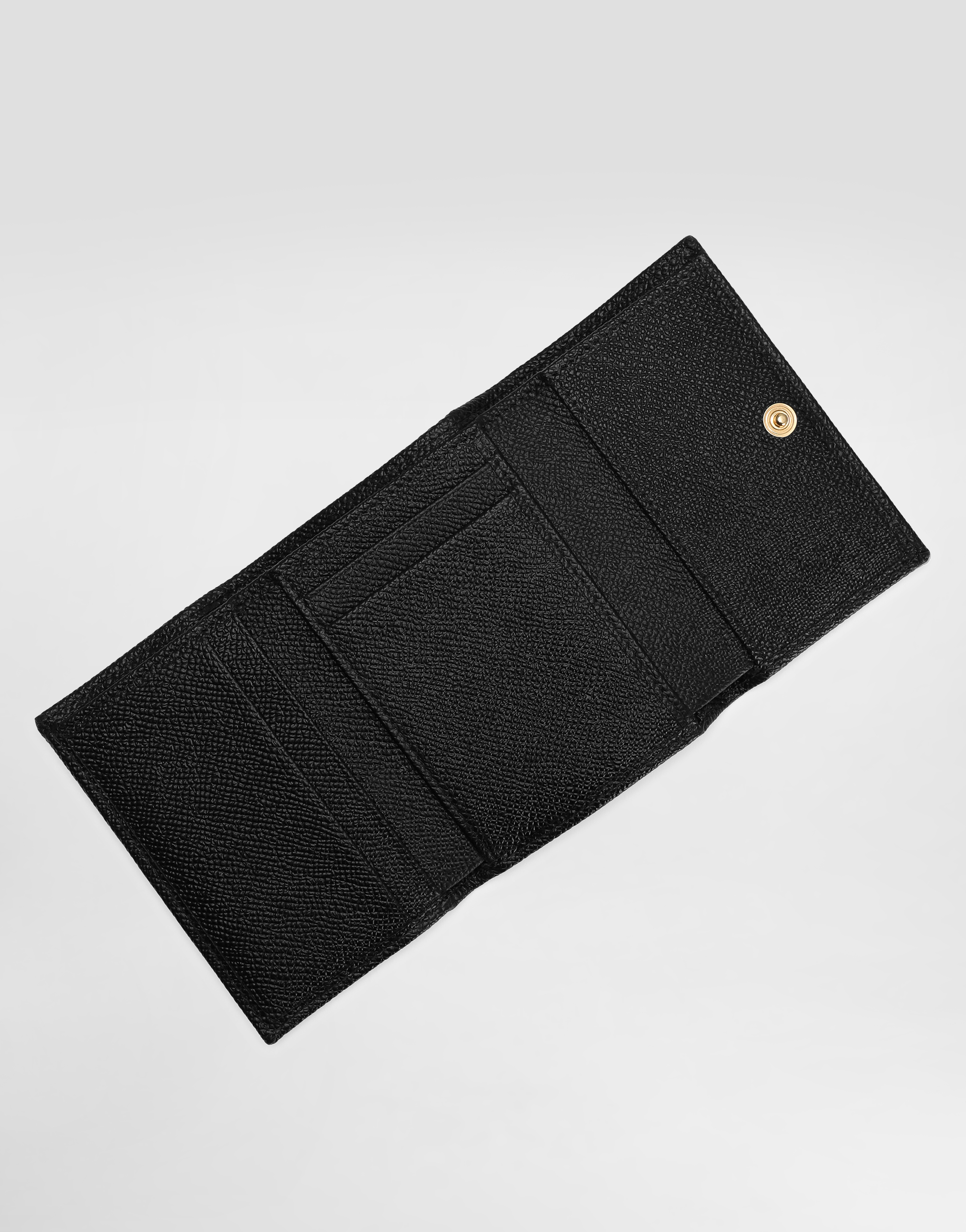 Dolce & Gabbana Dauphine Calfskin Wallet With Branded Plate In Black