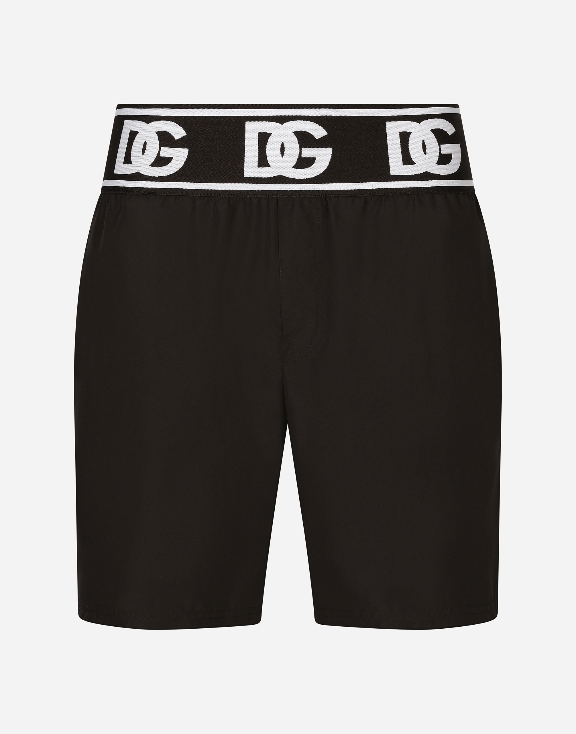 Dolce & Gabbana Mid-length Swim Trunks With Branded Elastic In Multicolor
